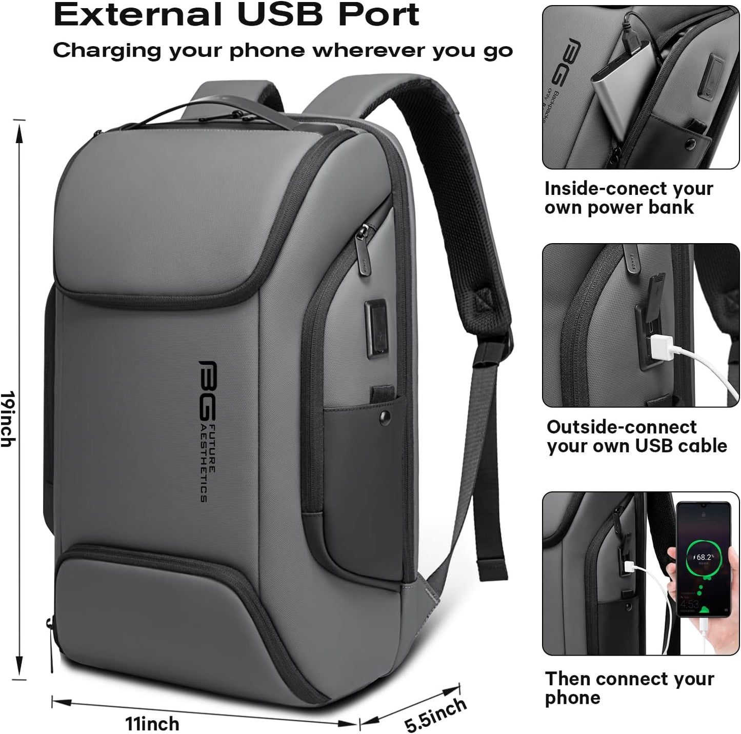 BANGE Business Laptop Smart backpack Can Hold 15.6 Inch Laptop Commute Backpack Carry on bag for