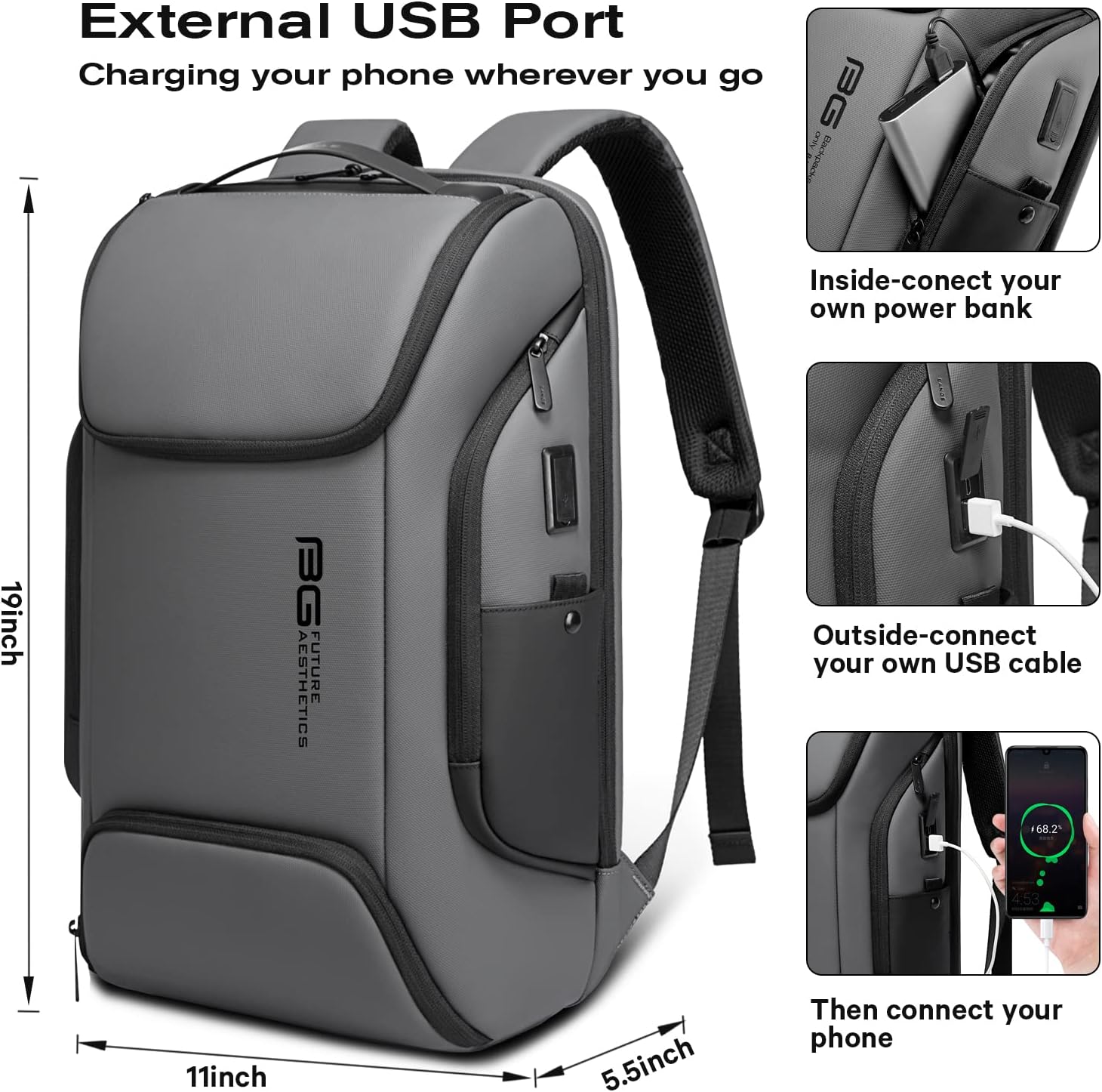 BANGE Business Laptop Smart backpack Can Hold 15.6 Inch Laptop Commute Backpack Carry on bag for