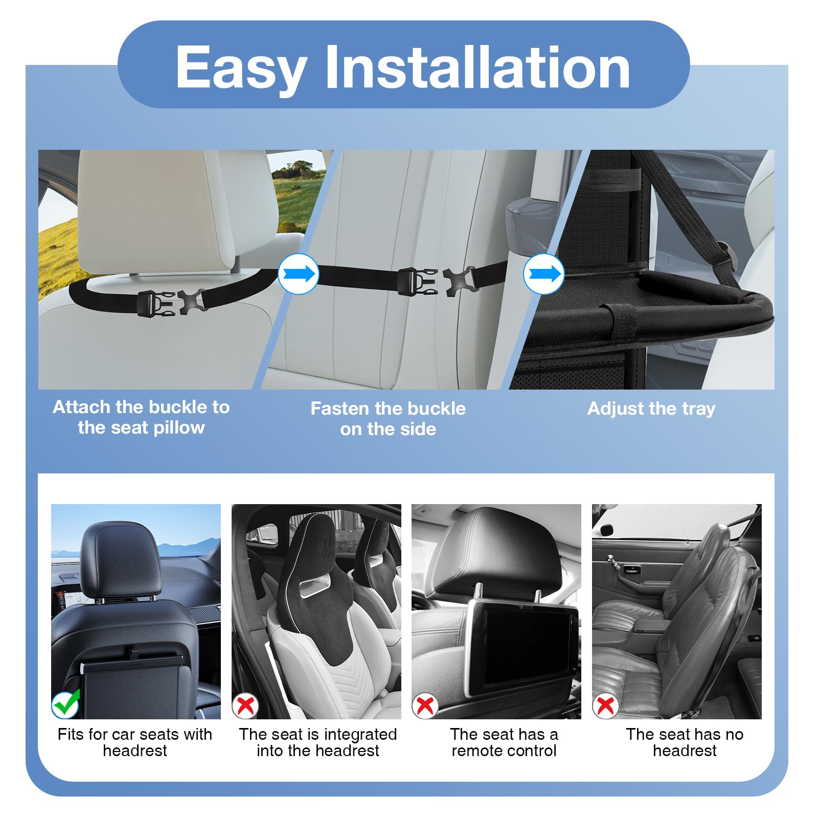 Oneyus Car Backseat Organizer with Table Tray(2-Pack) 9 Storage Pockets Backseat Car Organizer and