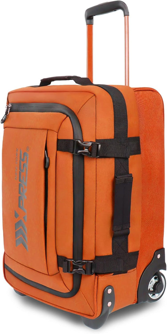 20'' Rolling Duffle Bag w/Wheels,Rolling Duffle Bag w/Handle,Carry on Luggage Travel Duffle Bags for Man Women（20,Orange）