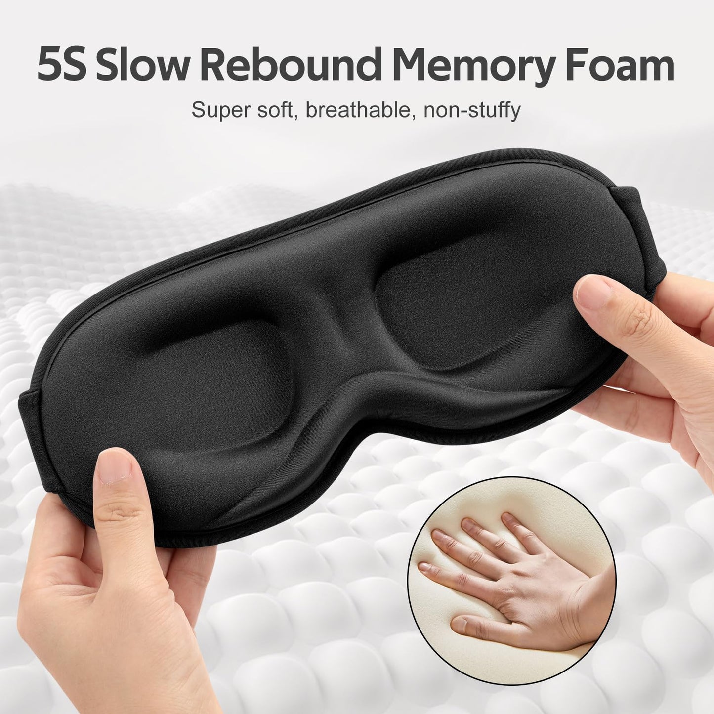 Vynix® Sleep Mask for Men Women - 100% Blackout Eye Masks for Sleep - 3D Soft Sleeping Mask for