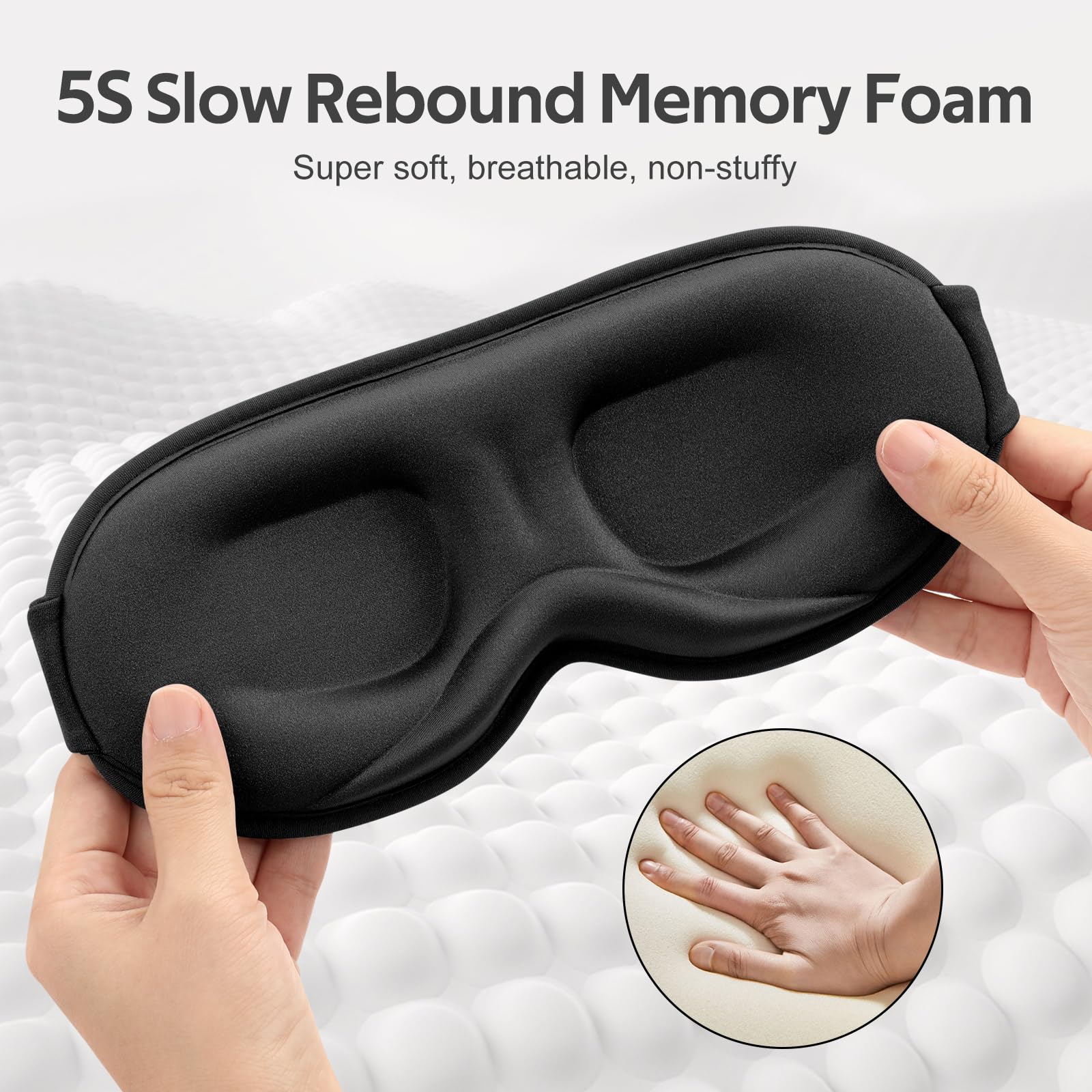 Vynix® Sleep Mask for Men Women - 100% Blackout Eye Masks for Sleep - 3D Soft Sleeping Mask for