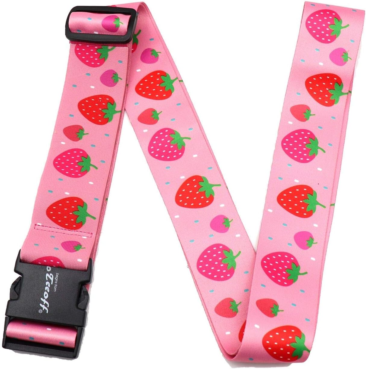 Teeoff Elastic Luggage Straps Suitcase Belts Travel Bag Accessories Adjustable 220CM (Strawberry)