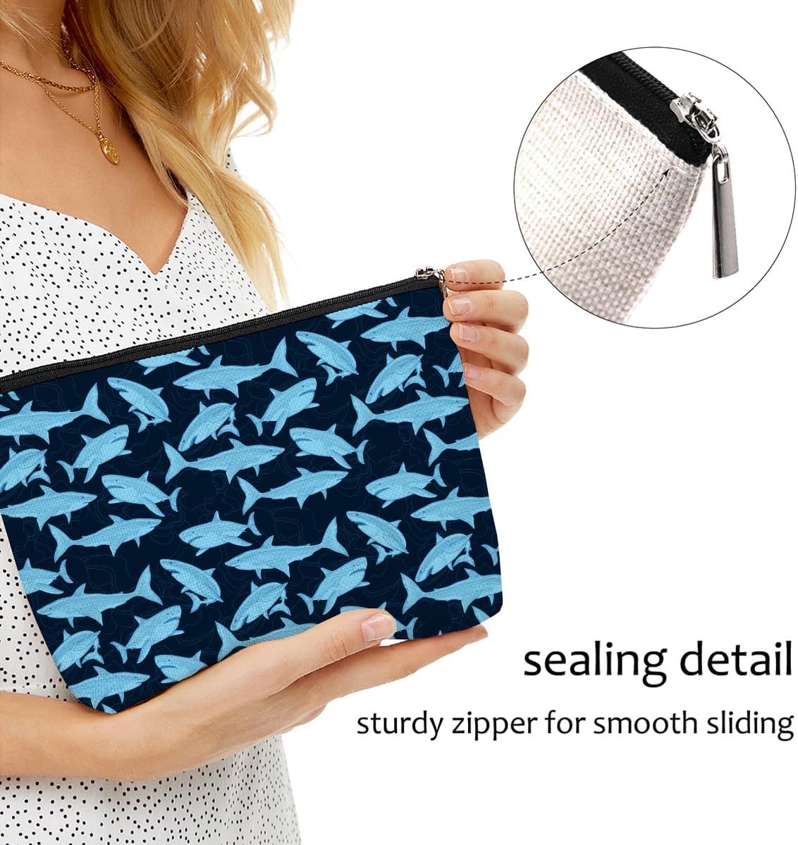 Cute Shark Makeup Bag Shark Gifts for Girls Shark Lover Animal Lover Grandma Shark Stuff Shark Accessories Travel Accessories Bag Mothers Day Christmas Birthday Gift Ideas Friendship Appreciate Gifts
