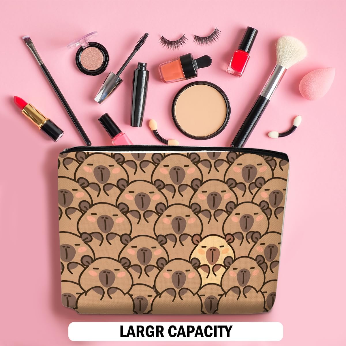 Cute Capybara Makeup Bag, Capybara Gifts for Women, Capybara Lovers Cosmetic Bag Travel Organizer