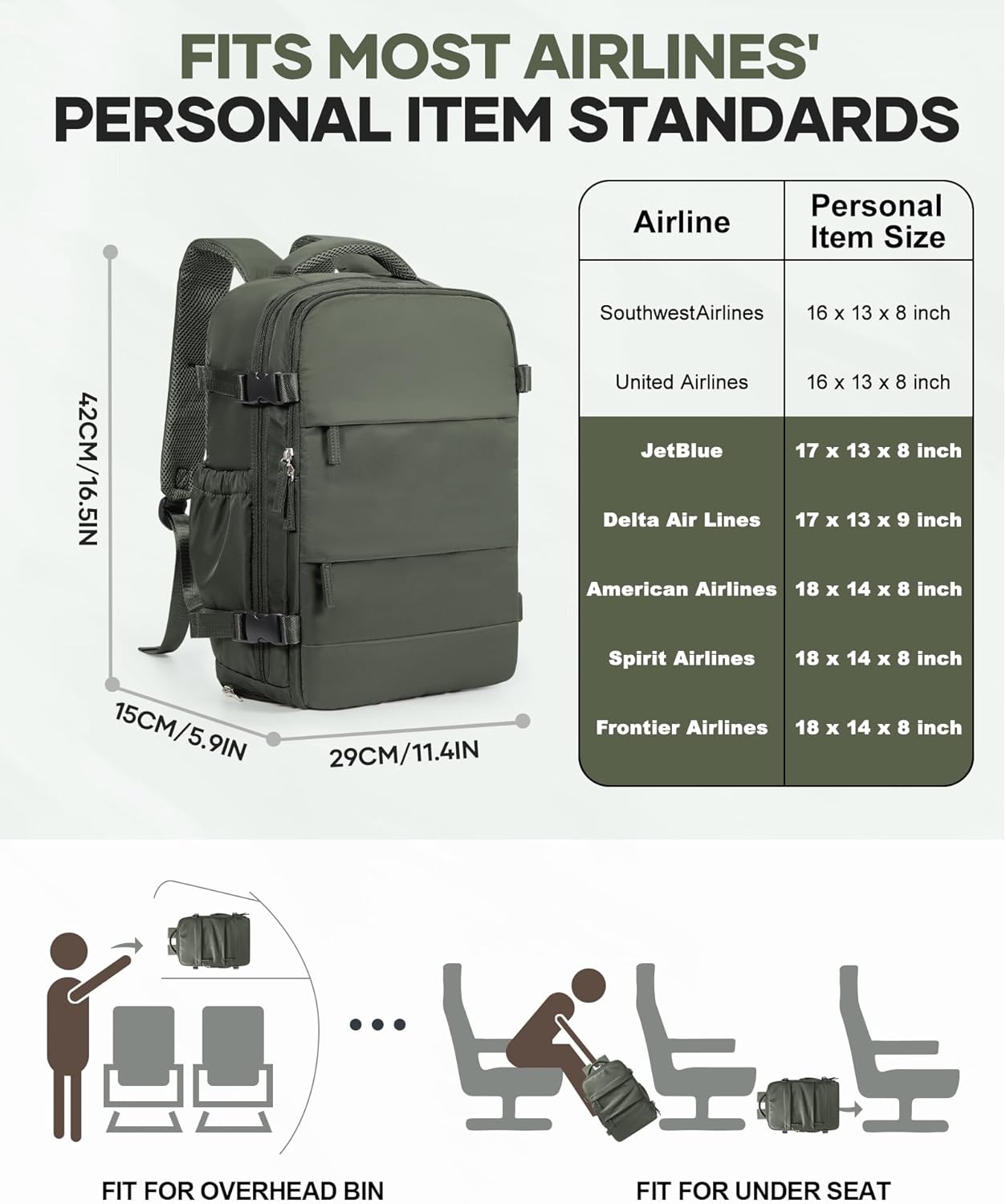 Vacuum Backpack Travel with Pump,Travel Backpack with Vacuum System, Shoe Compartment,United Airlines Personal Item Bag 17x10x9,Mochila compresion al vacio,Brown Green