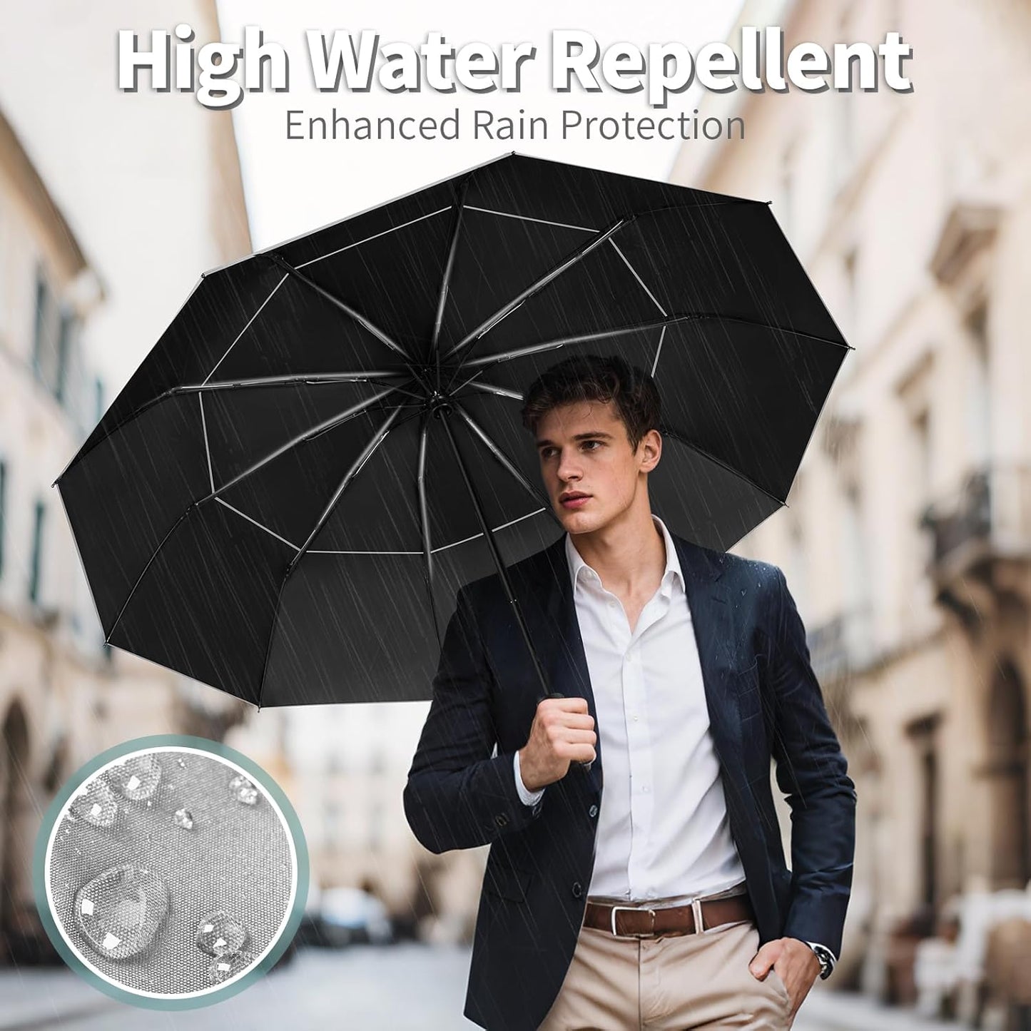 Seniny Windproof Travel Umbrella, Automatic Umbrellas for Rain, Portable & Compact Umbrellas for Backpack, Strong UV for Protection, Folding Small Sun Umbrella for Car, Walking