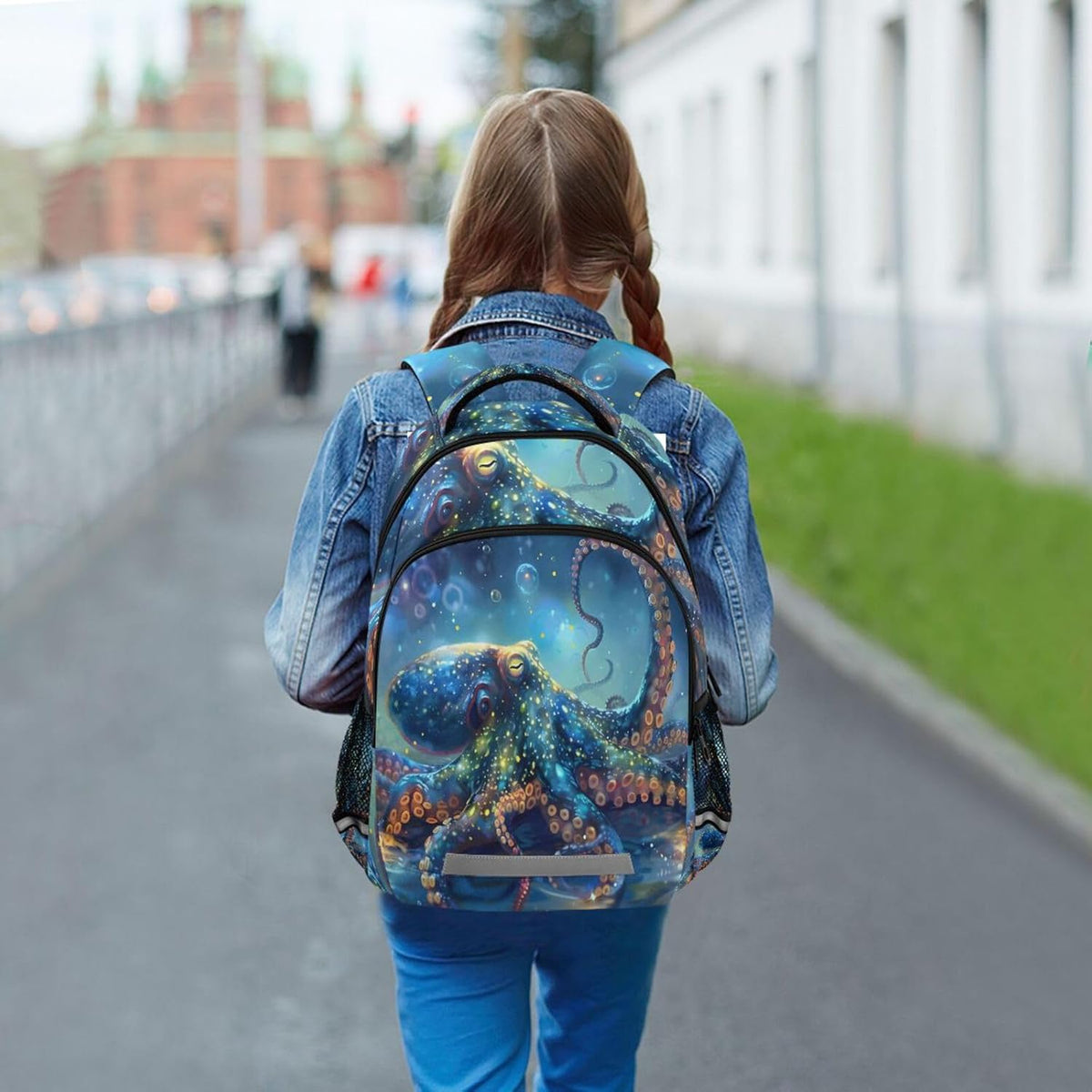 Octopus Galaxy Backpack for Boys Girls Elementary School Bag Kids Bookbag Travel Rucksack