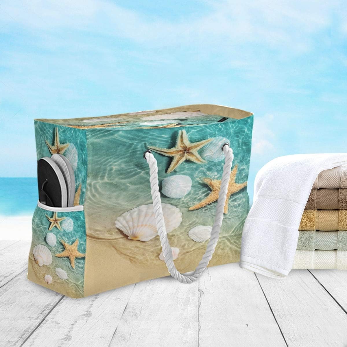 senya Large Beach Shoulder Bags Canvas Tote Water Resistant for Gym Travel Daily