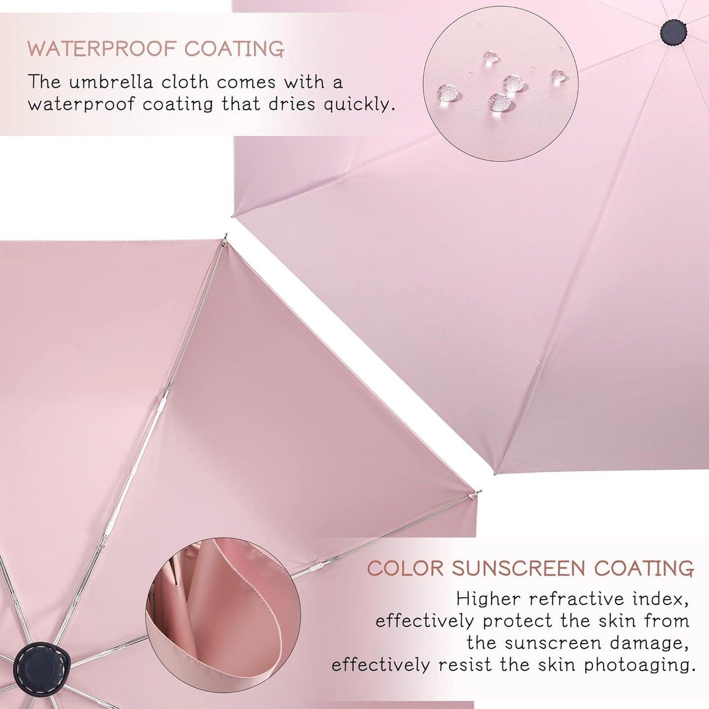 FDJASGY UV Sun Umbrella Compact Folding Travel Umbrella Auto Open Close Compact Folding Rain Umbrellas for Women Men Blocking UV 99.98%