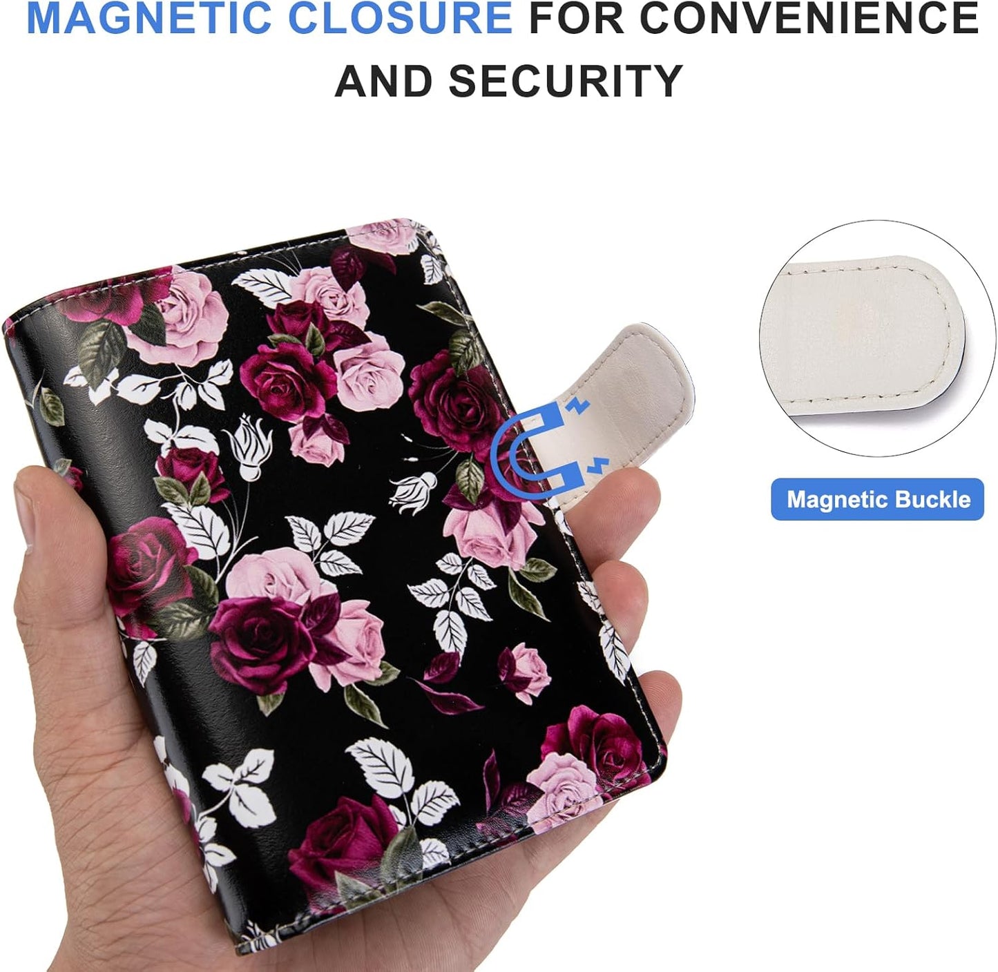 Passport Holder for Travel Essentials, RFID Blocking Passport Wallet Cover with Magnetic Closure, Passport Book Holders for Women and Men (Rose)