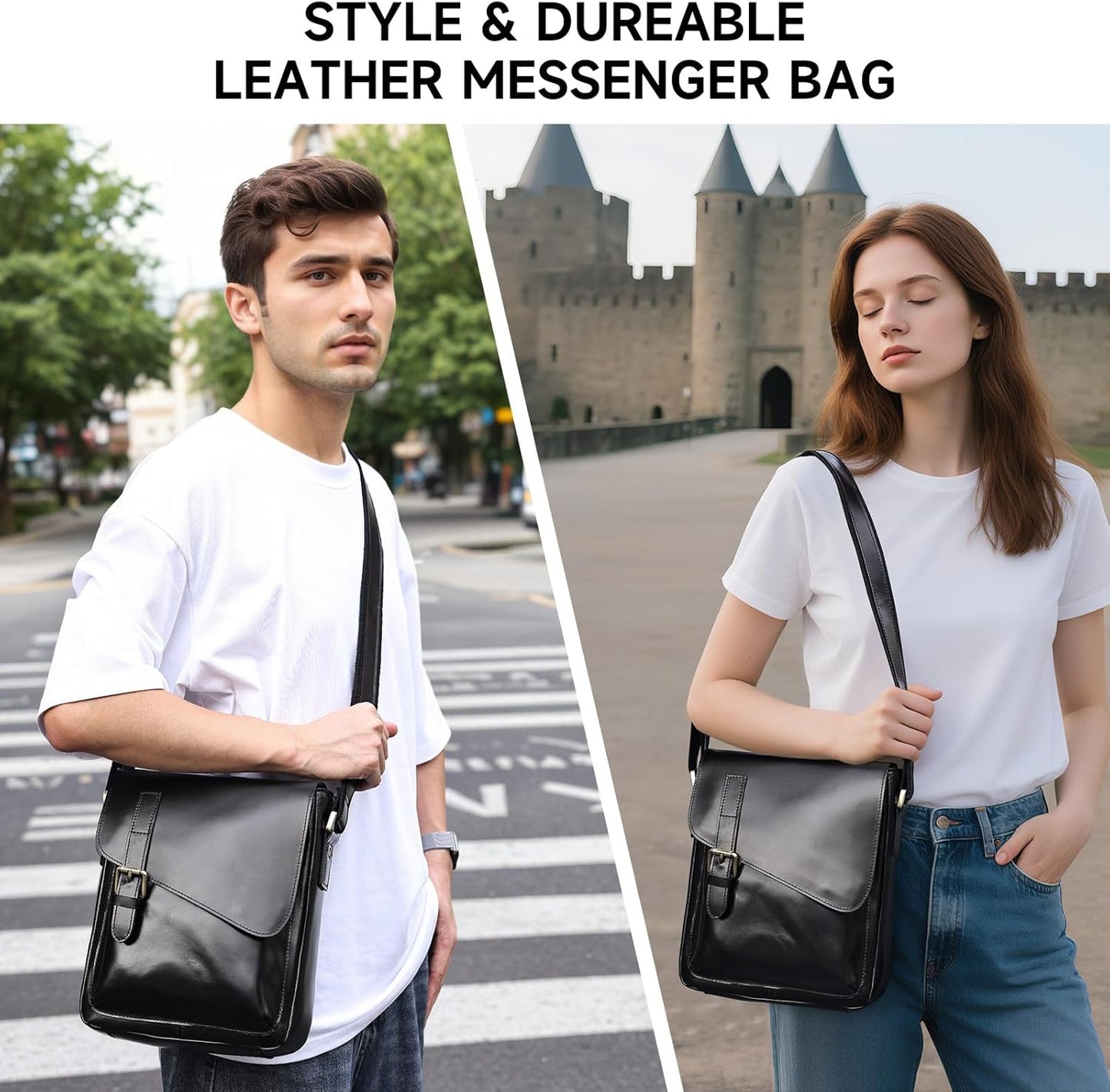 Men Leather Messenger Bag Vintage Working Shoulder Crossbody Bags Purse Daypack Handbags for Women Gift