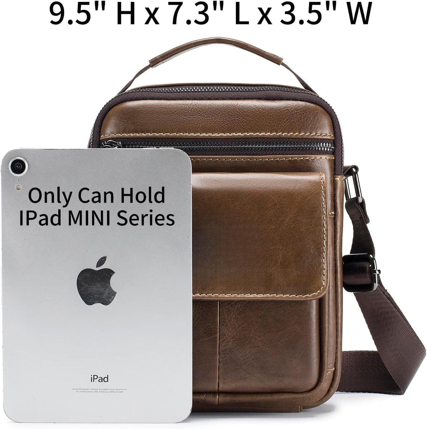 Men’s Genuine Leather Messenger Bag – Small Crossbody Shoulder Purse for Casual & Business