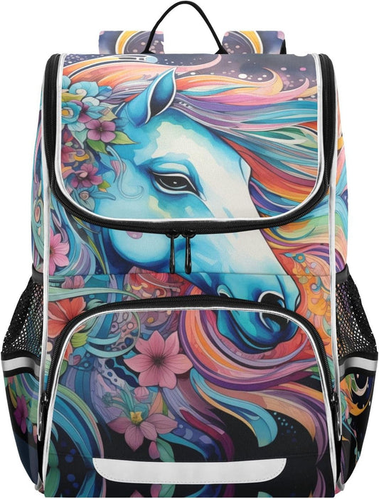 Ethnic Horse Cute Backpack For Girls Kids Backpack Boys Teen School Bag Bookbag Travel Daypacks