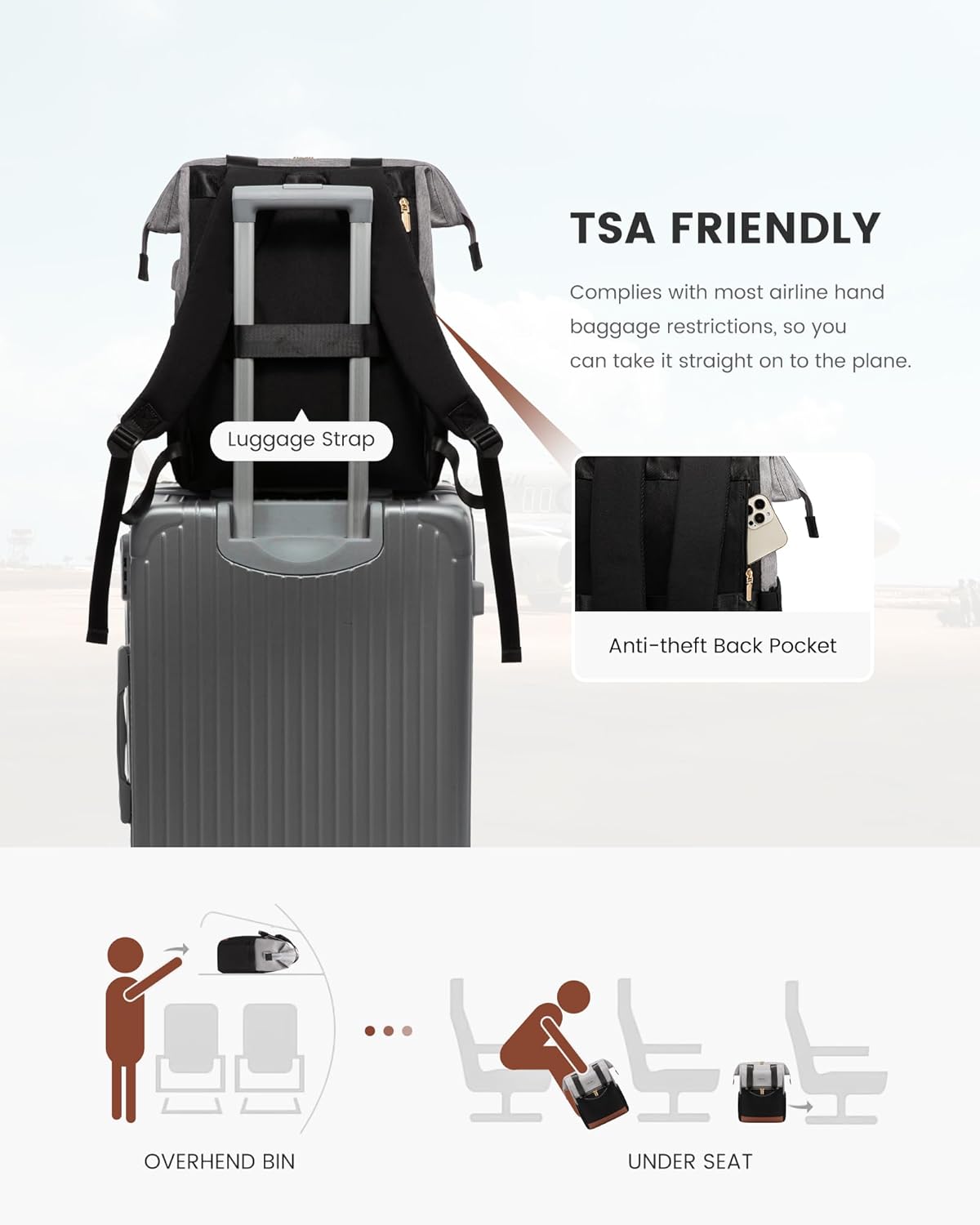 LOVEVOOK Laptop Backpack for Women, 15.6 Inch Work Laptop Bag with USB Port, Fashion Teacher Nurse