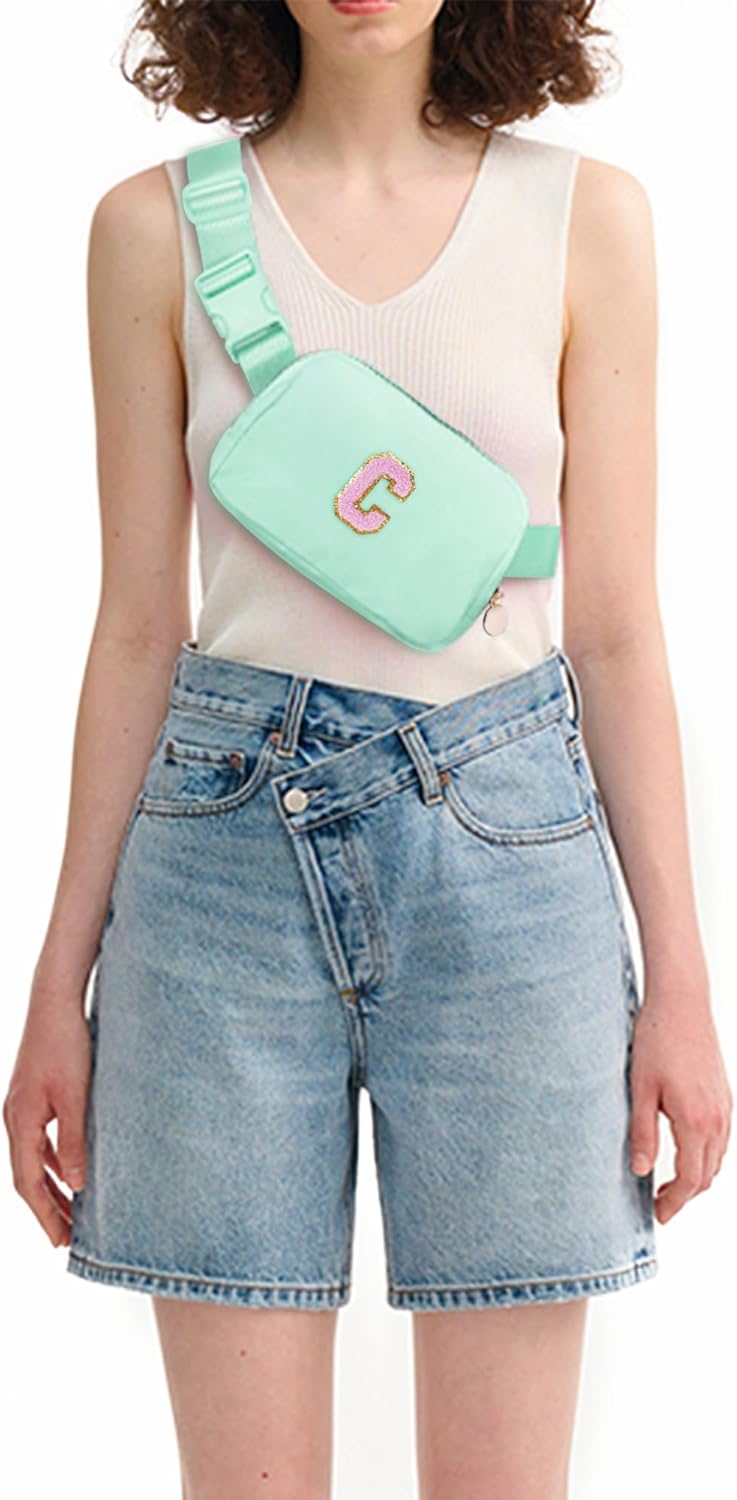 Belt Bag Fanny Pack Crossbody Bags with Initials Letter Patch Cute Stuff Birthday Gifts for