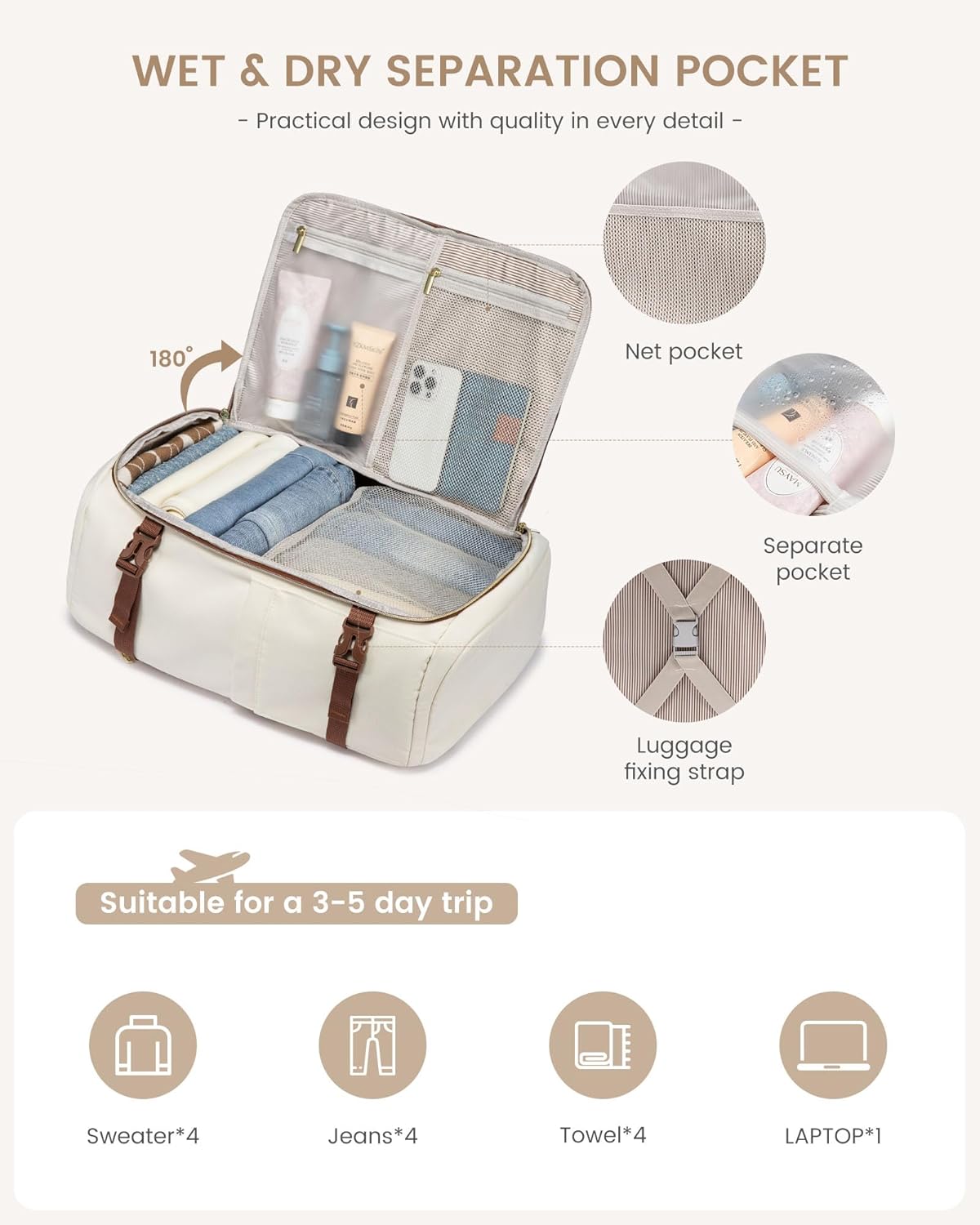 LOVEVOOK Large Travel Backpack for Women, 40L TSA Approved Backpack with 3 Packing Cubes, Personal Item Bag Fits 17" Laptop, Water-resistant Carry On Luggage for Women, Travel Carry On Bag