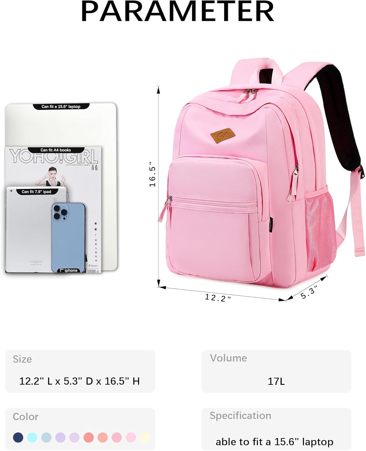 abshoo Classical Basic Travel Backpack For School Water Resistant Bookbag
