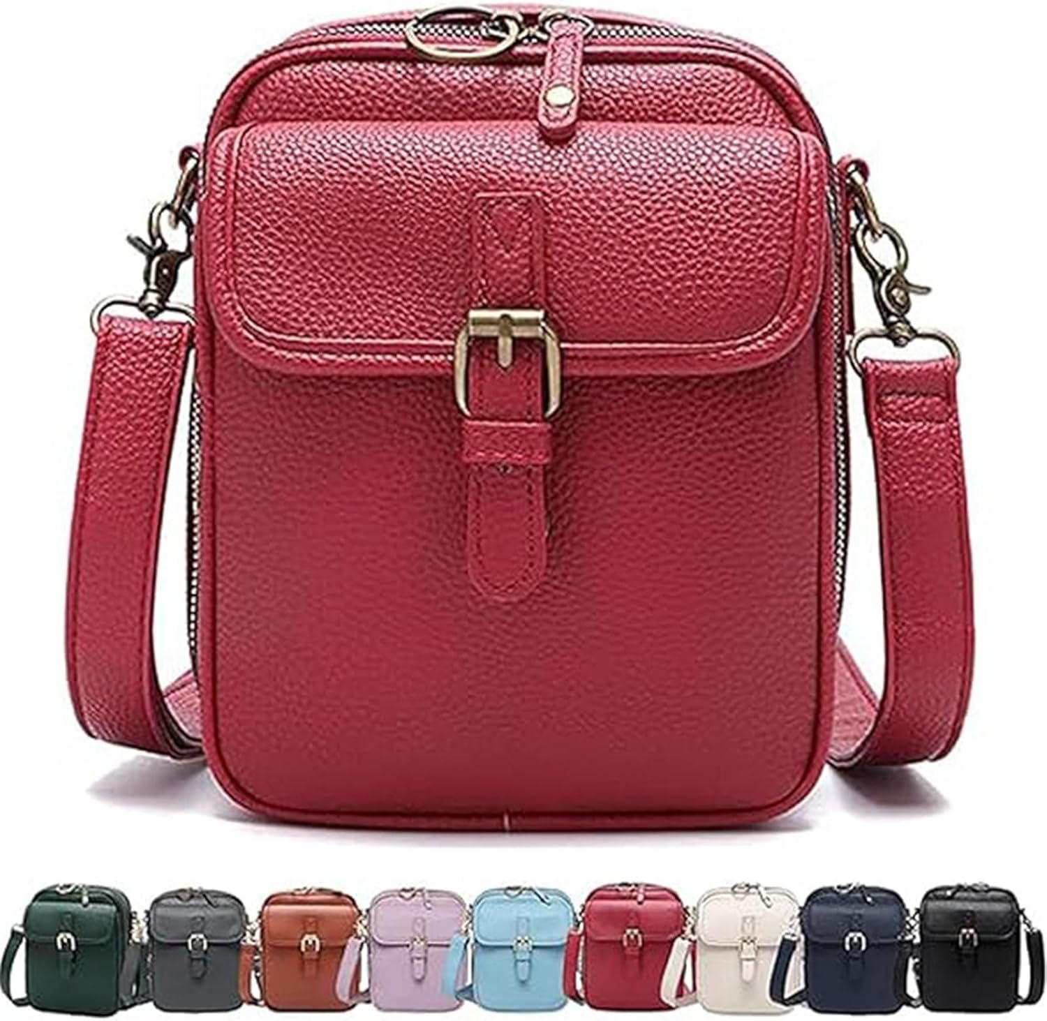 Leather Crossbody Bag for Women,Anti-Theft Messenger Bag with Large Capacity,Built-in Purse Card