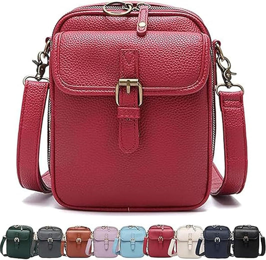 Leather Crossbody Bag for Women,Anti-Theft Messenger Bag with Large Capacity,Built-in Purse Card Slots Shoulder Sling Bag