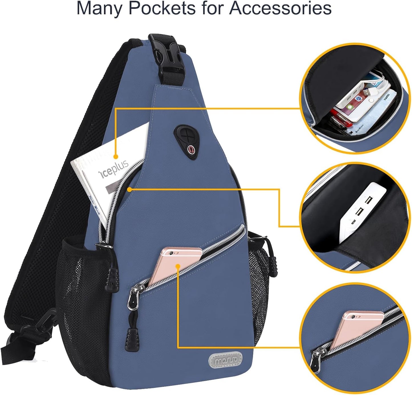 MOSISO Mini Sling Backpack,Small Hiking Daypack Travel Outdoor Casual Sports Bag, Haze Blue