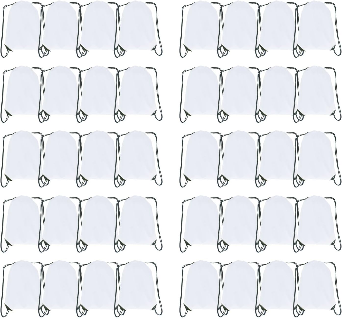 Drawstring Backpack Bulk 40 Packs Draw String Bags for Gym Sports Trip Pedestrianism Cinch Sack DIY for Women Men (white)