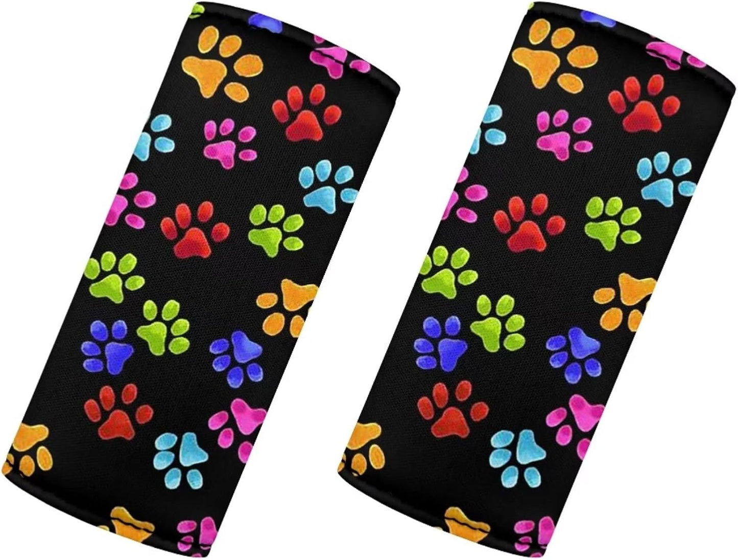 Colorful Paws Luggage Handle Wrap Cute Suitcase Protective Handle Cover Set of 2 Pcs,Lovely Footprint Luggage Identifiers Marker Grips Protector,Portable Travel Accessories
