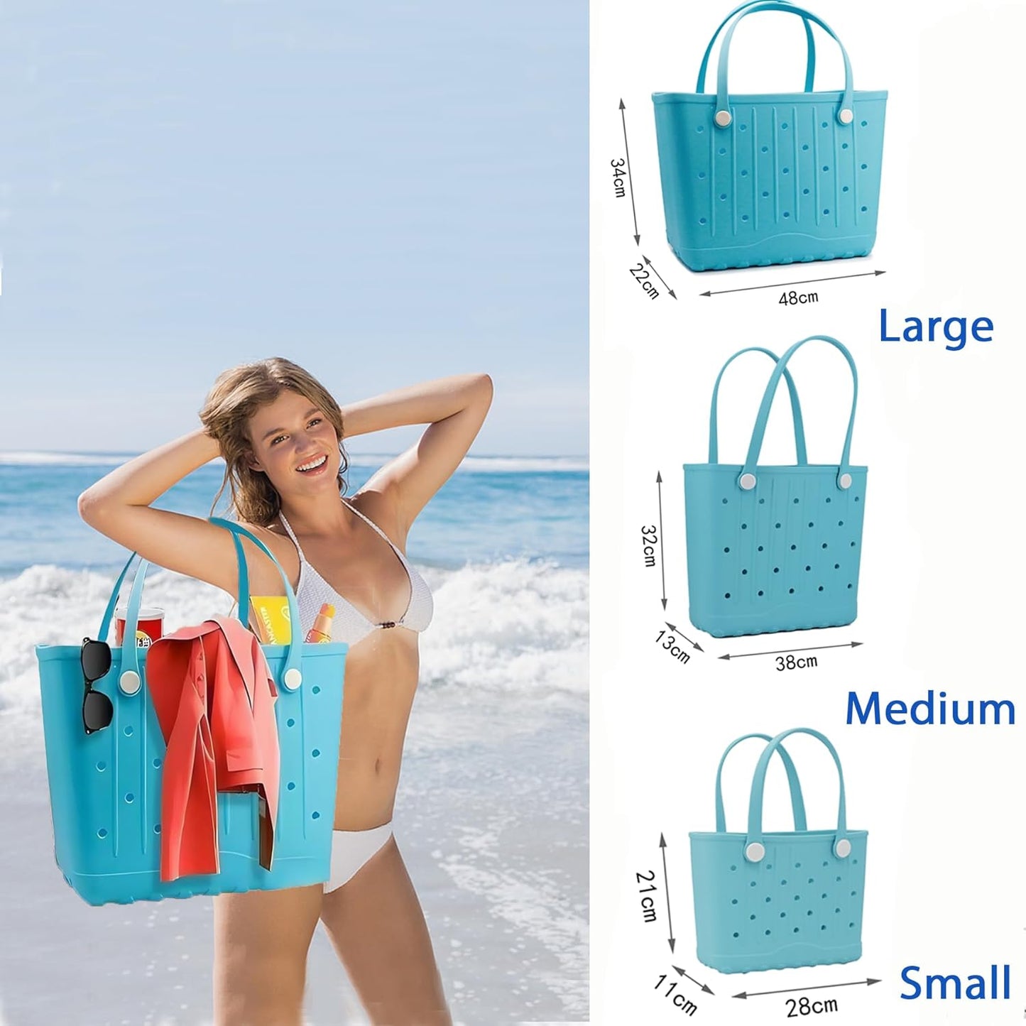 GBB Rubber Large Beach Tote Bag Portable Travel Bag Waterproof Travel Handbags for Beach all Purpose Storage Bags