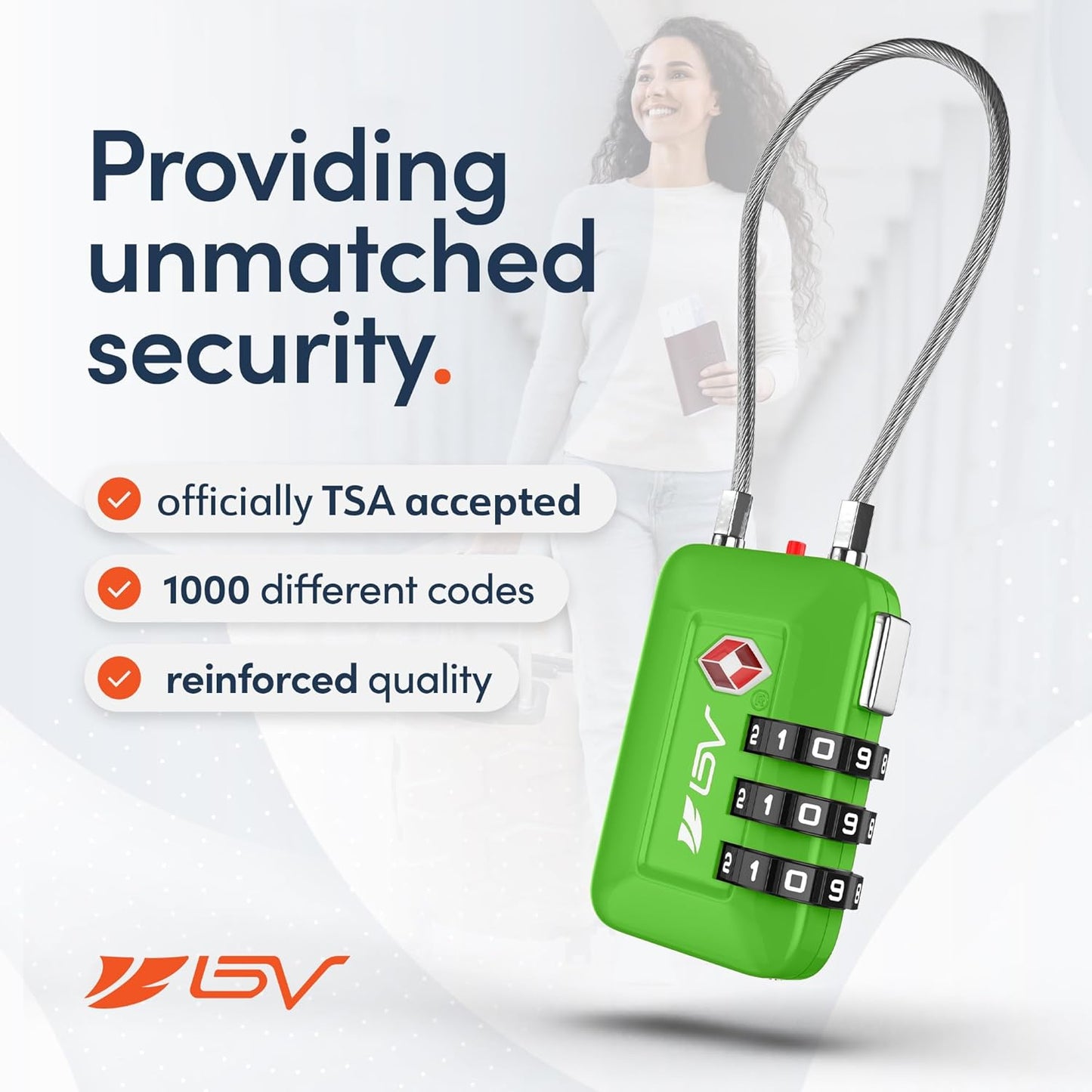 TSA Accpeted Luggage Travel Lock, Set-Your-Own Combination Lock for School Gym, Golf Bag, Locker