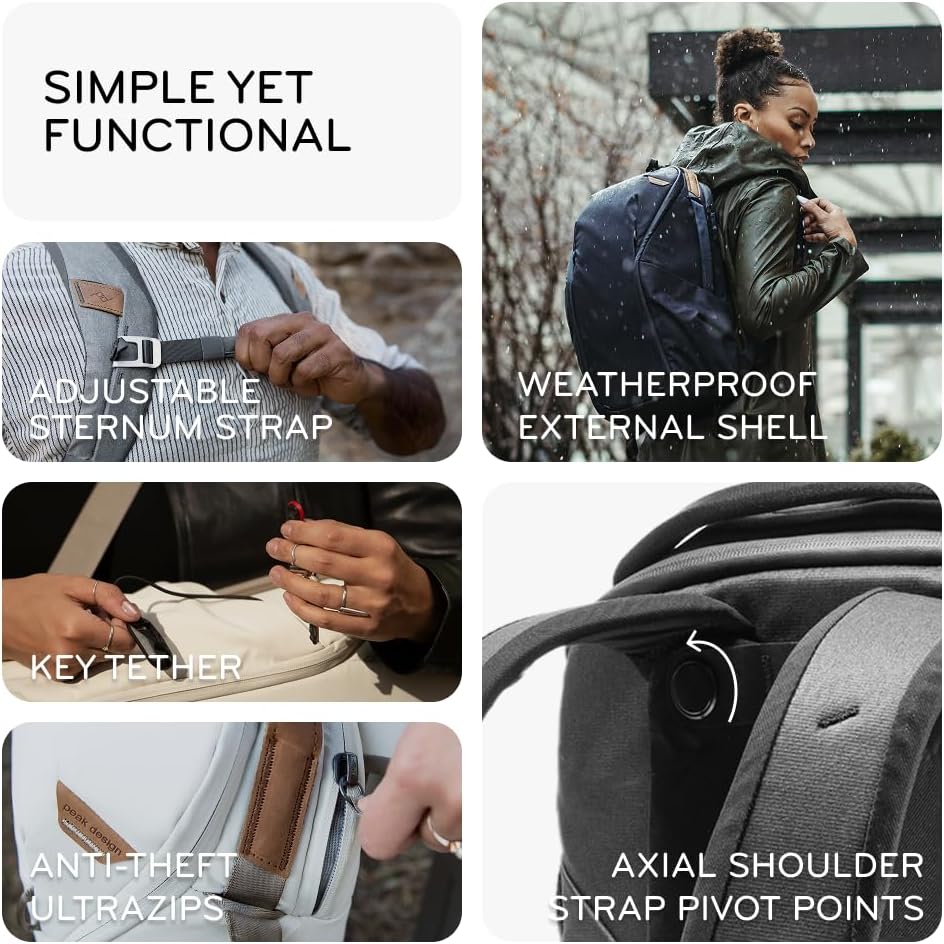 Peak Design Everyday Backpack Zip 15L, Eclipse, 270-Degree Zip, Dual Side Pockets, FlexFold Dividers, Fits 15" Laptop, For Camera Carry, Daily Commutes or Travel, Versatile Backpack for Men and Women