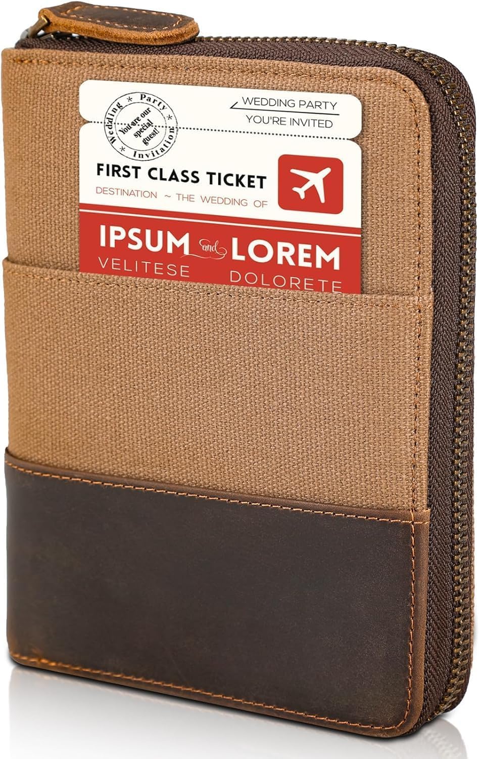 Retro Passport Cover Genuine Leather Unisex Travel Zipper Wallet RFID Blocking (Brown)