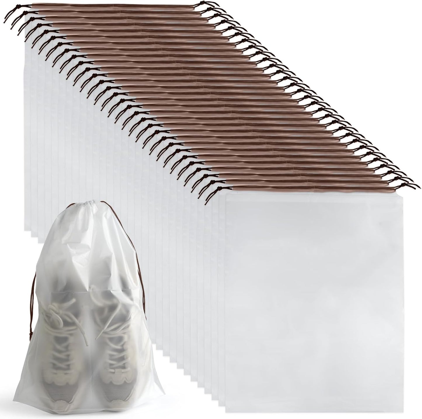 32 Pcs Shoe Bags for Travel, PLULON 15.7" x 11.8" Clear Drawstring Storage Bags Shoes Organizer for Packing Waterproof Dustproof Women Men Portable Travel Essentials