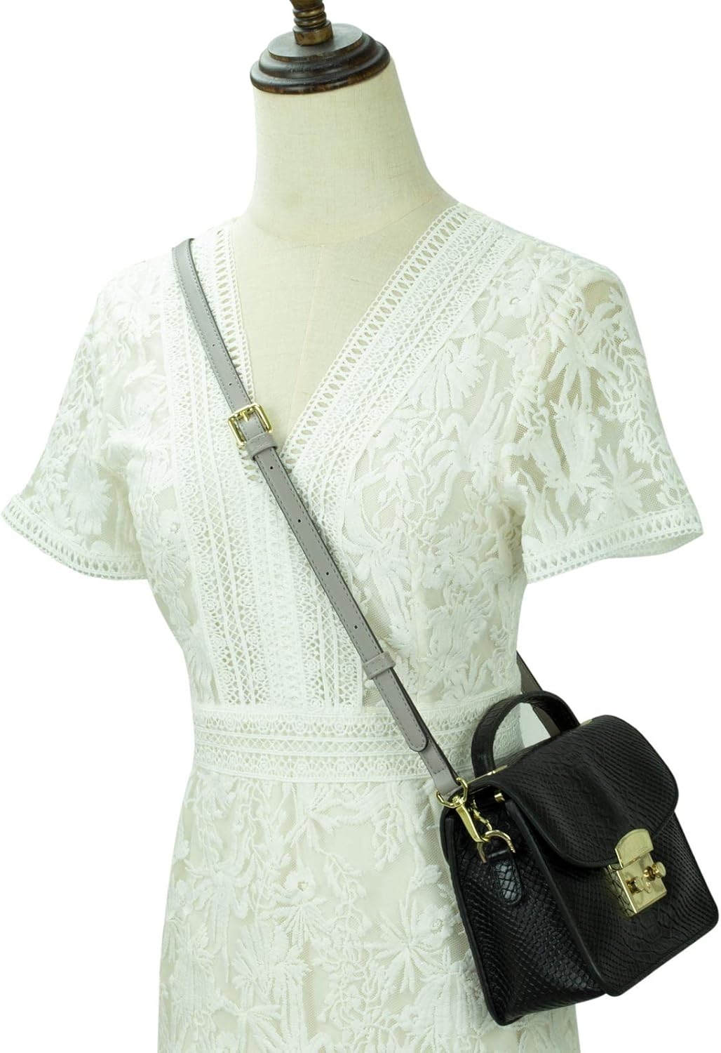 Allzedream Leather Purse Strap Replacement Crossbody Handbag Long Adjustable (Grey)