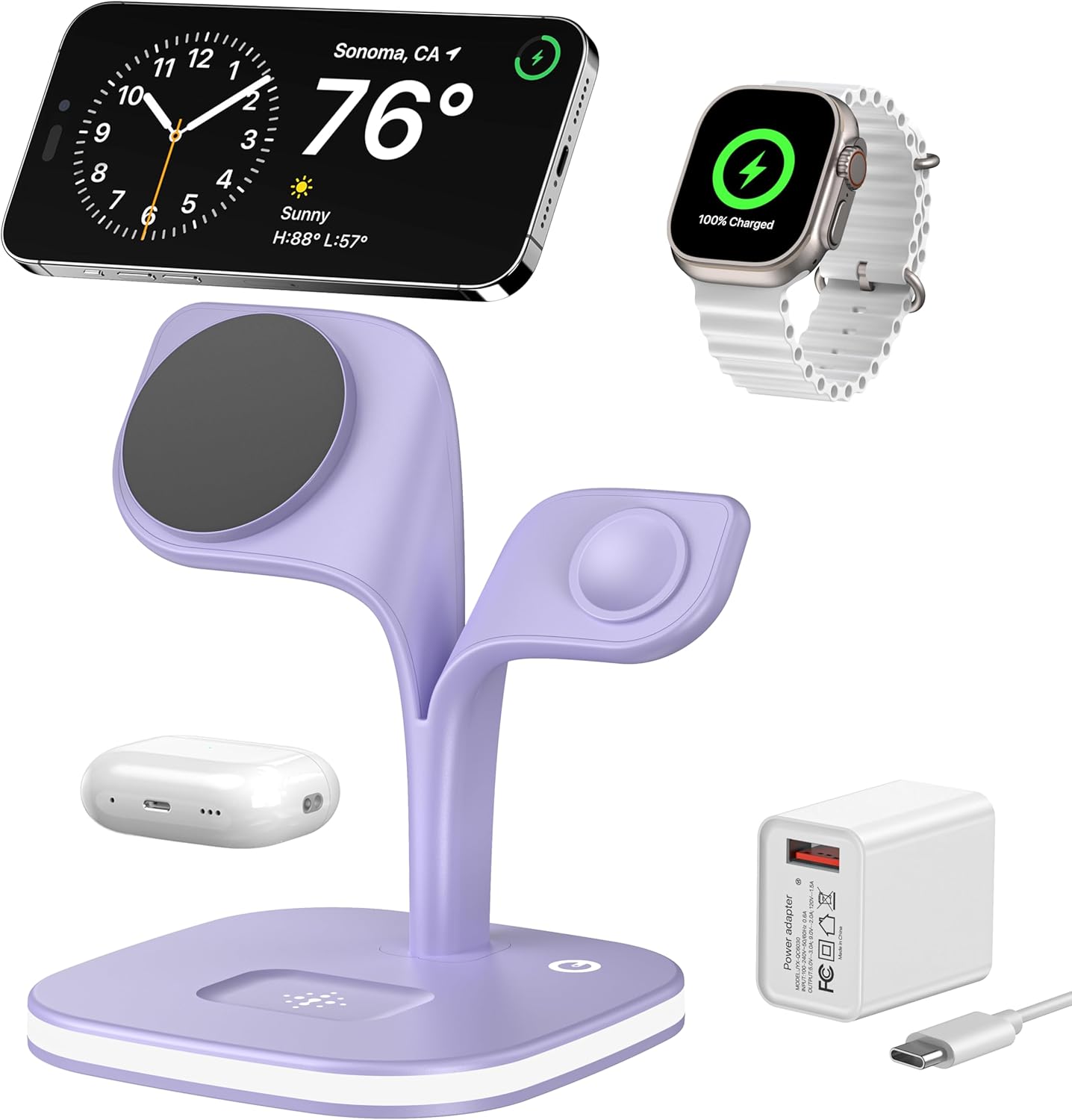 EXW Magnetic Wireless Charger, Charging Station, 5 in 1 Fast Mag-Safe Wireless Charger Stand for iPhone 17,Air,16,15,14,13,12 Pro/Max/Mini/Plus, Apple Watch 10/9/8/7/6/SE/5/4/3/2 and Airpods