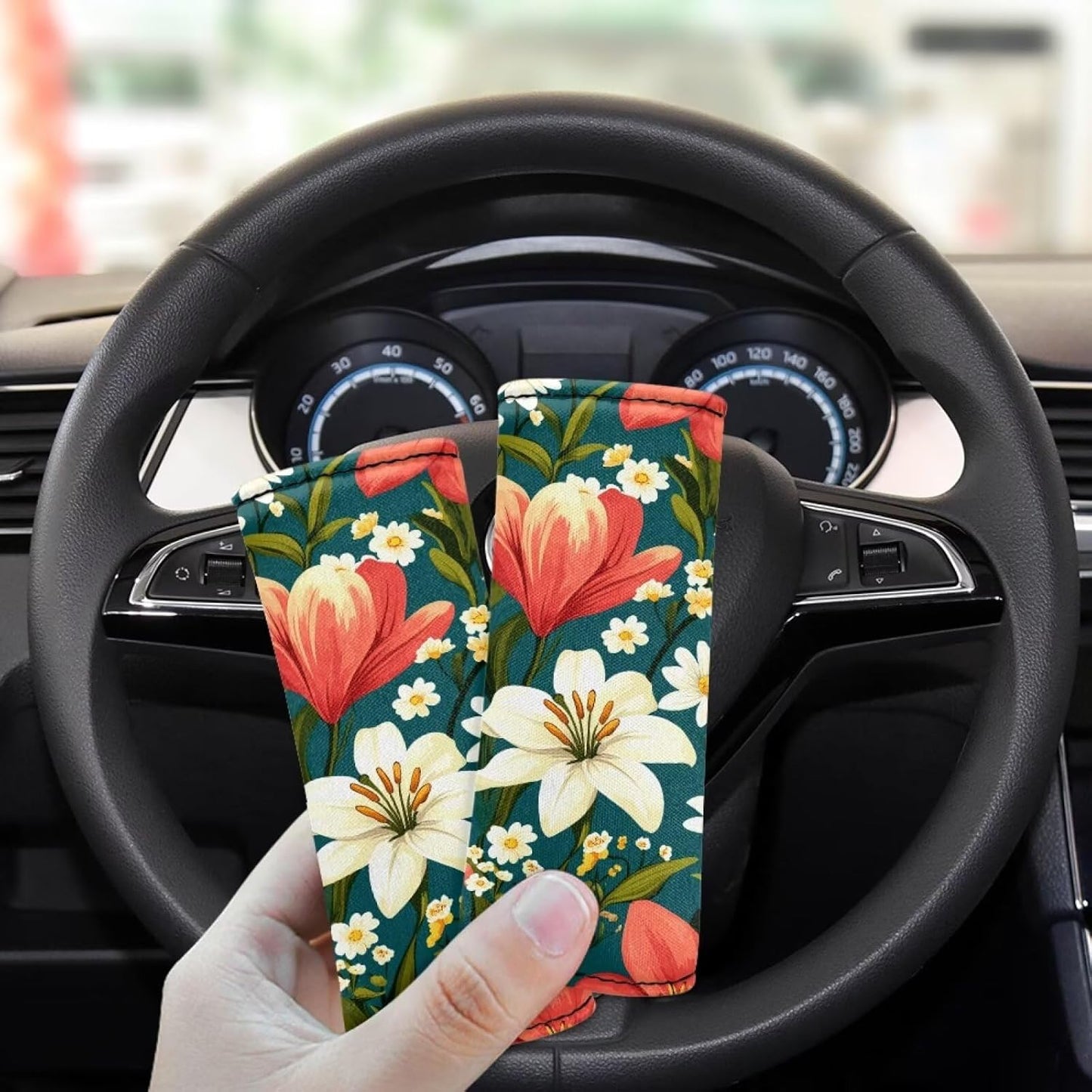 Floral Luggage Handle Wraps Set,Women Girls Cute Suitcase Protective Handle Cover Set 2 Pcs Floral Travel Accessories