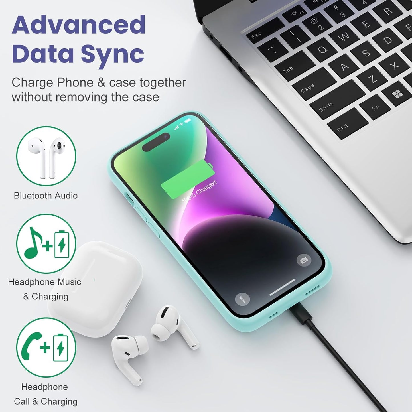 Battery Case for iPhone 14 Pro Max/14 Plus/13 Pro Max, [2024 Upgraded] Ultra-Slim 8600mAh Portable Extended Charger Case for iPhone 14 Pro Max, 14Plus, 13Pro Max Charging Case (6.7inch),Green