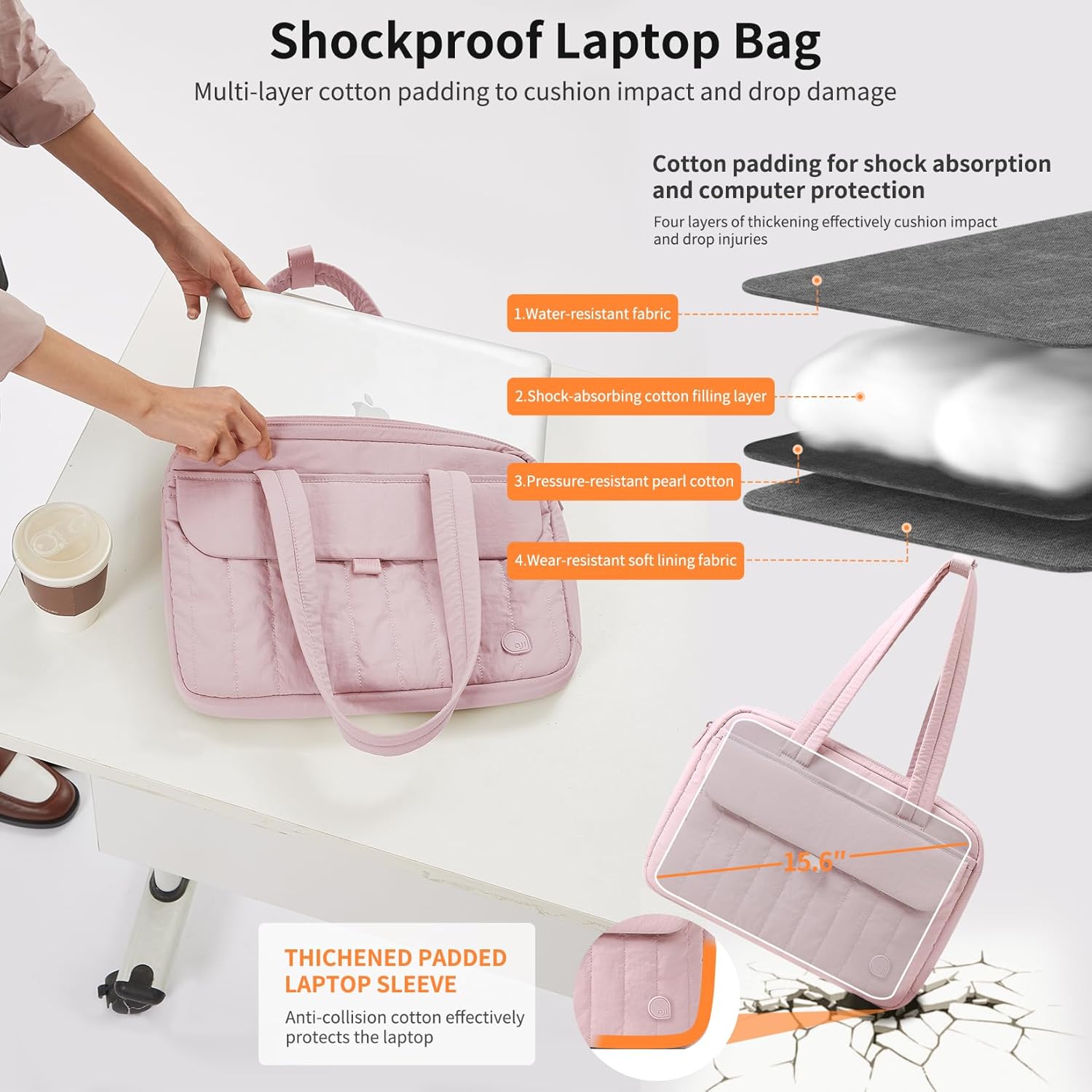 aji Laptop Tote Bag for Women, 14Inch & 16 Inch Laptop Tote Bag with Luggage Trolley Strap for