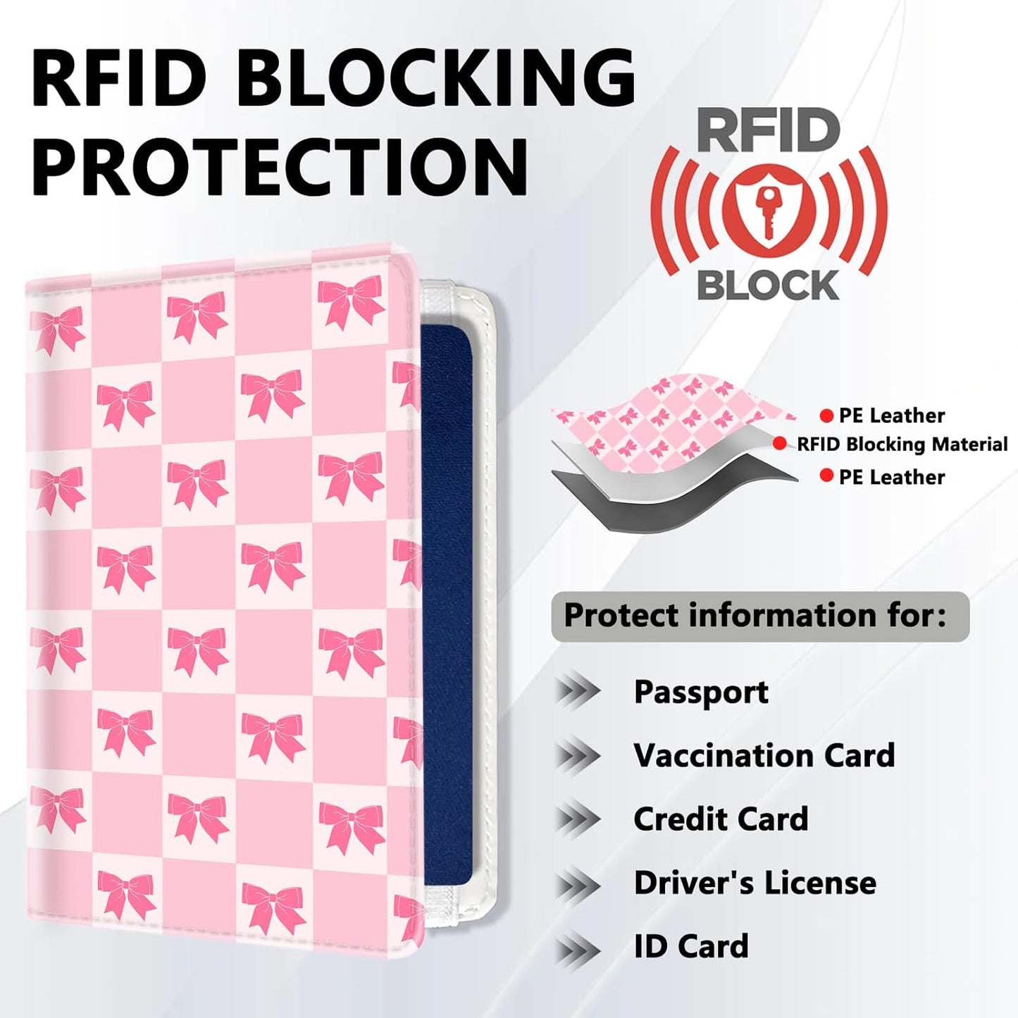 Passport Holder for Travel, Cute Passport Cover for Women Men, Waterproof PU Leather Rfid Blocking Passport Wallet with Credit Card Case for Travel Family, Boys Girls Travel Essentials