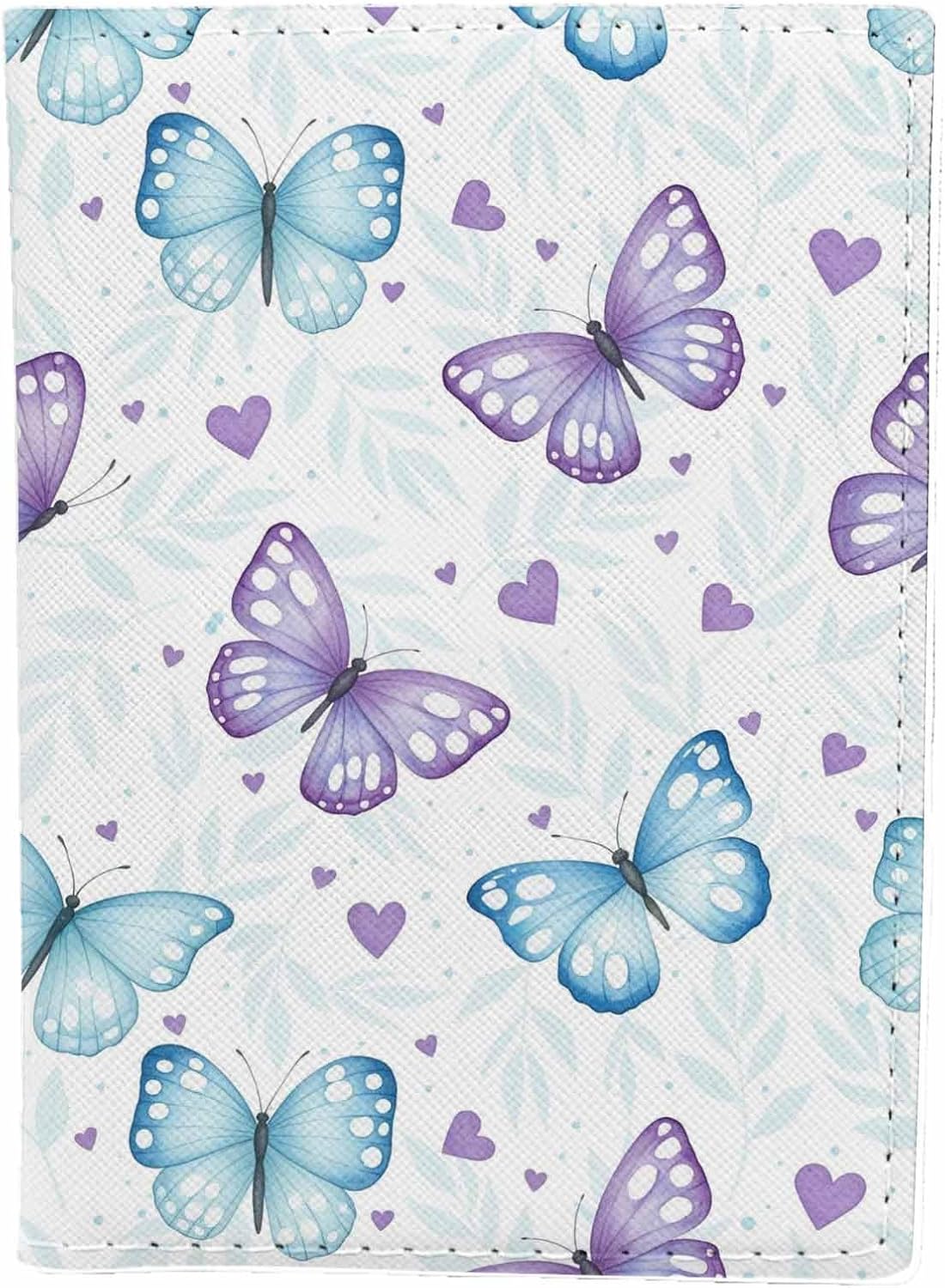 Colorful Butterflies Passport Holder for Travel Nature Leaf Floral Butterfly Flying PU Leather Passport Cover Wallet Cute Passport Card Holder for Women and Men