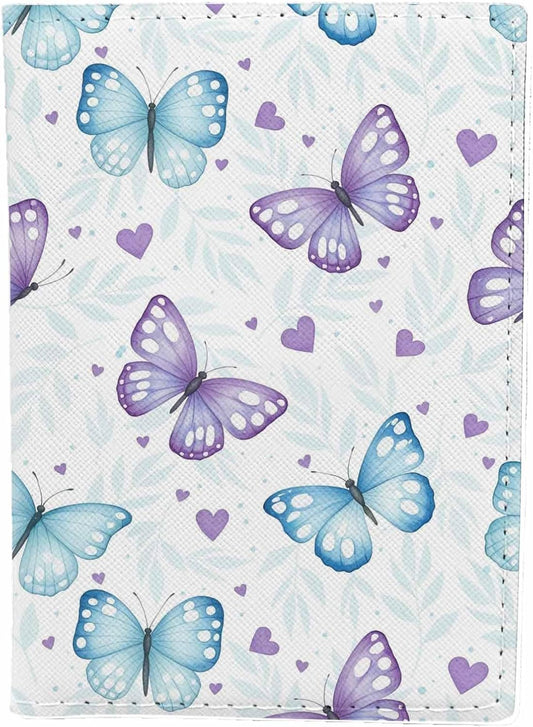 Colorful Butterflies Passport Holder for Travel Nature Leaf Floral Butterfly Flying PU Leather Passport Cover Wallet Cute Passport Card Holder for Women and Men