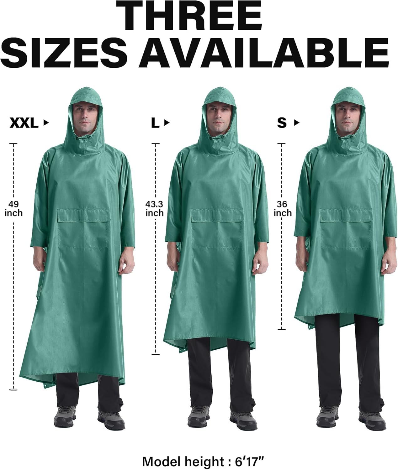 iCreek Hooded Rain Poncho Packable Unisex Raincoat Jacket with Pocket Waterproof Lightweight for