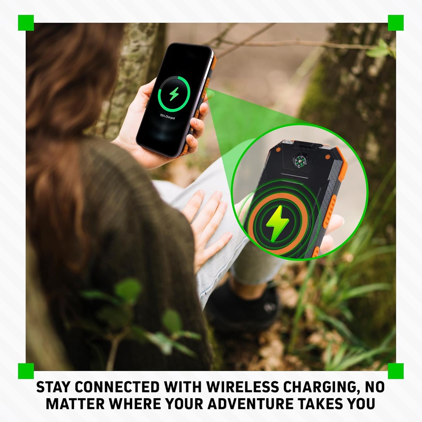 ChargeWorx Solar Power Bank with 2 USB-A Ports Plus USB-C and Micro-USB Charging Ports, 15,000 mAh Capacity, Includes Compass and Dual LED Flashlights, Ideal for Camping, Hiking, and More