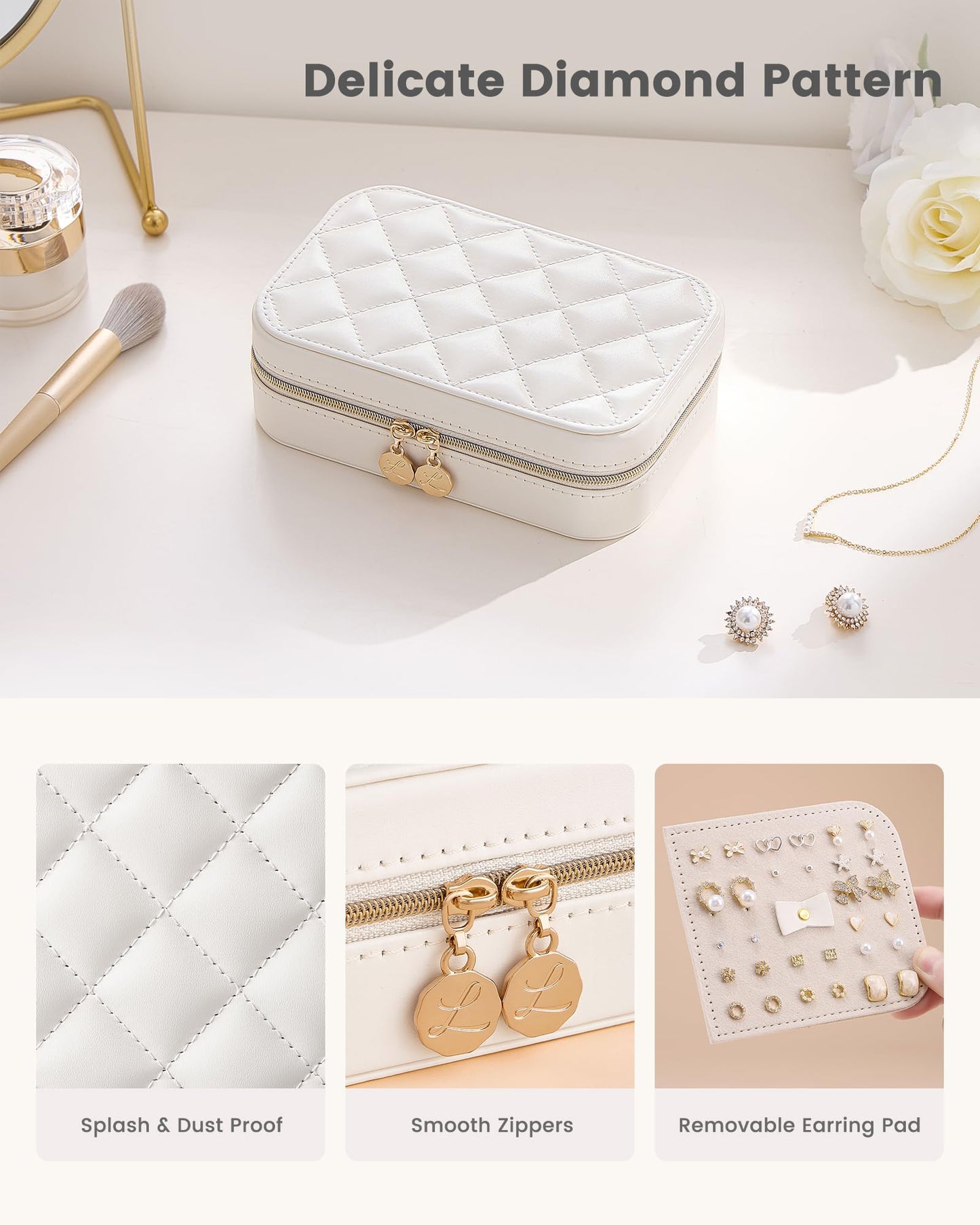 Lolalet Travel Jewelry Case for Women Girls, Travel Jewelry Organizer with Clear Storage Bag Small