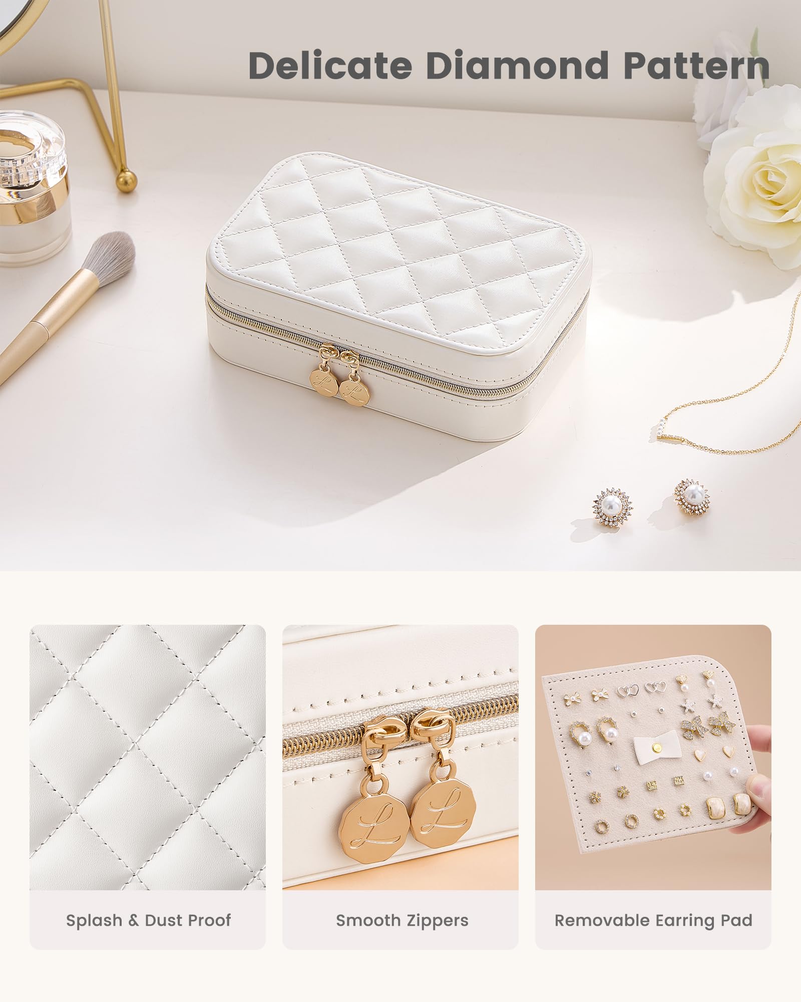 Lolalet Travel Jewelry Case for Women Girls, Travel Jewelry Organizer with Clear Storage Bag Small