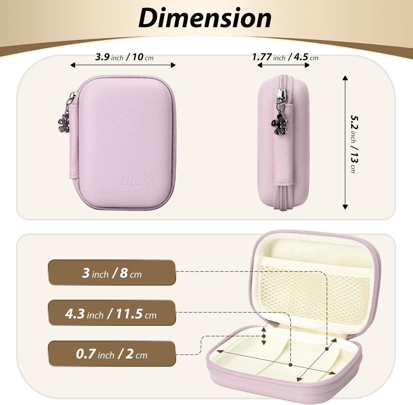 Digital Camera Case for CAMKORY, KODAK PIXPRO FZ45/FZ55, Canon IXUS 285 HS, Lecran, Small Travel Compact Camera Holder with Mesh Pocket for Accessories SD Card (Purple)