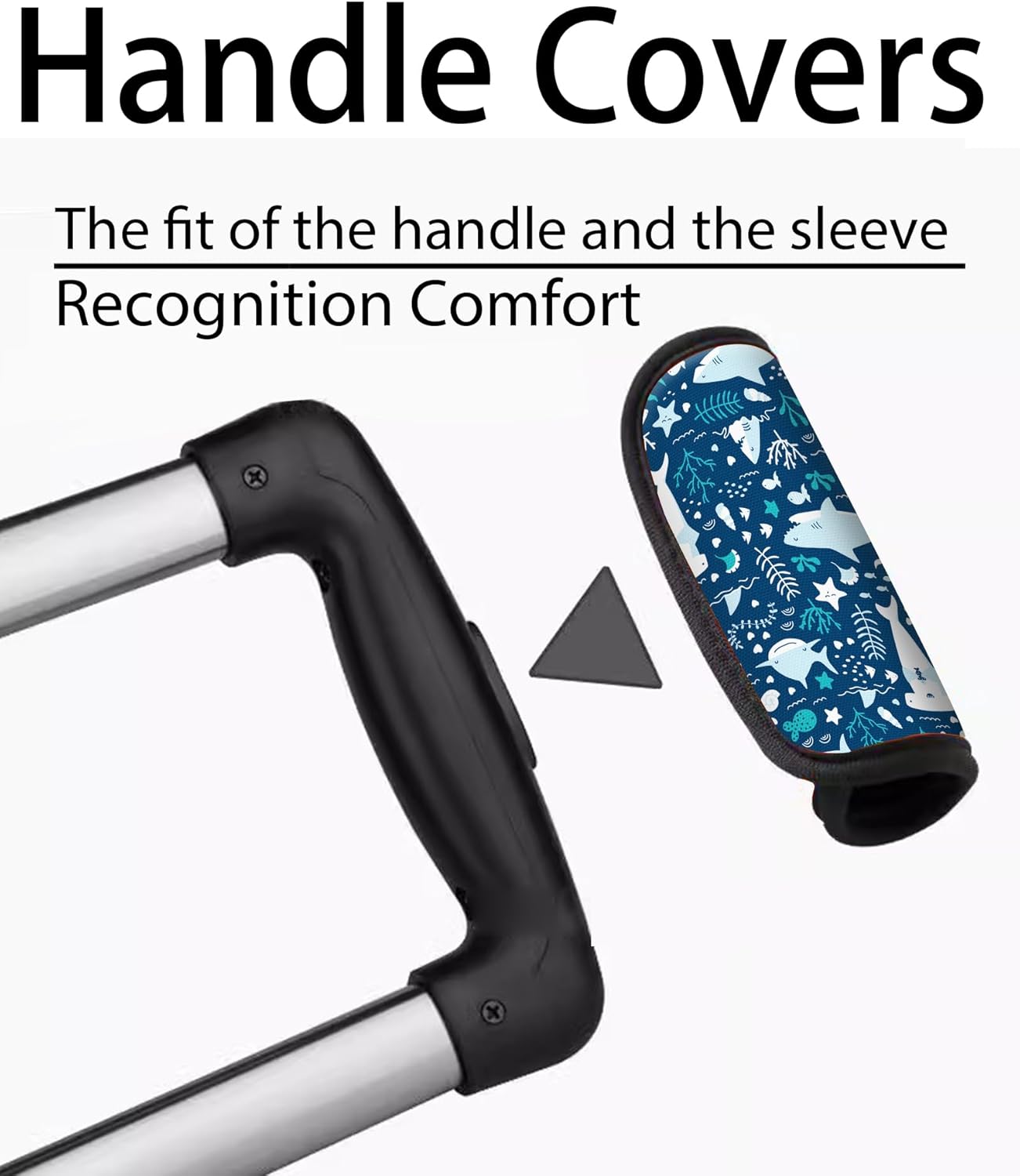 2 Pack Luggage Handle Wrap Travel Tags - Set of Luggage Tags for Suitcases, Identifiers, Marker, and Handle Covers - Cruise Accessories and Travel Gifts（Cute Sharks