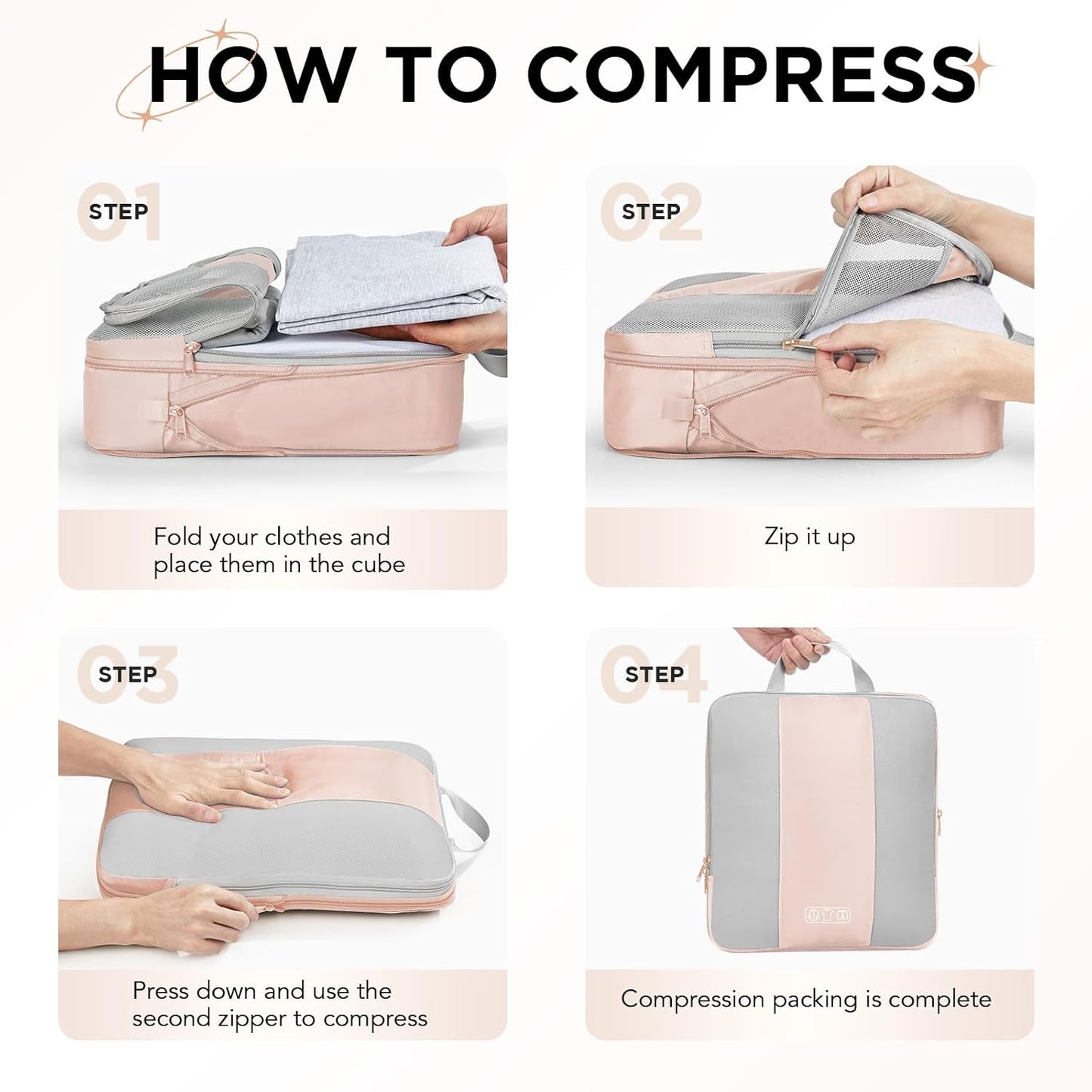 10 Set Compression Packing Cubes for Travel Gifts Women Mom,OlarHike Luggage Clothes Organizer for