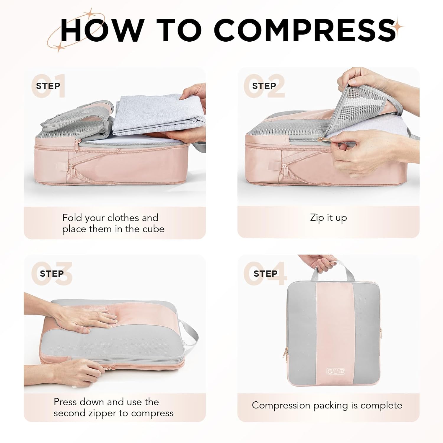 10 Set Compression Packing Cubes for Travel Gifts Women Mom,OlarHike Luggage Clothes Organizer for