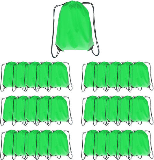 Drawstring Backpack Bulk 30 packs Draw String Backpack Bags DIY Gym Sports trip Traveling Yoga ride Pedestrianism Cinch Bag Sackpack Drawstring (green)