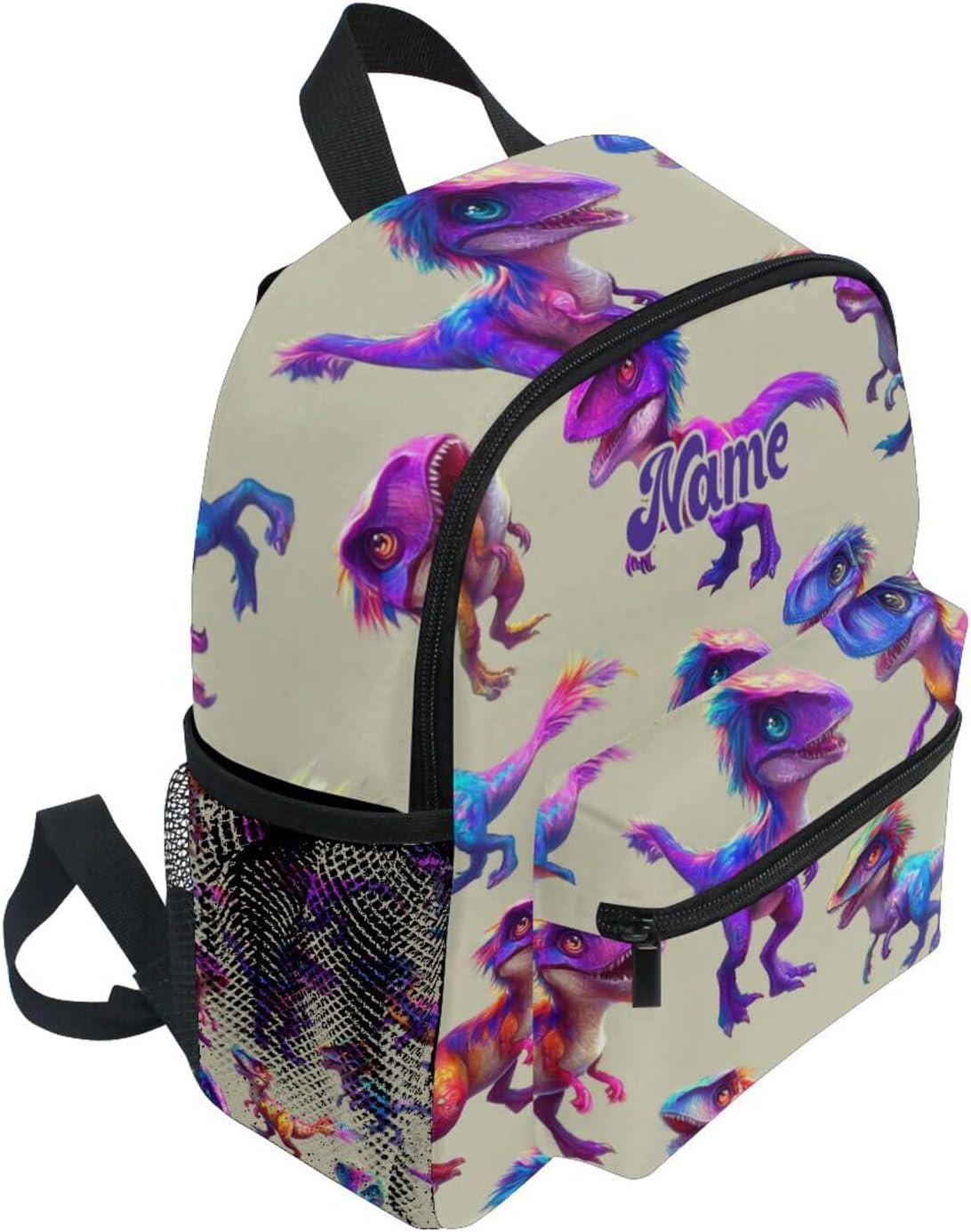 Custom Colorful Dinosaurs1 Preschool Backpack for Toddler Boy Girl,Personalized Backpack with Name Text, Customization Kindergarten School Bookbags - S